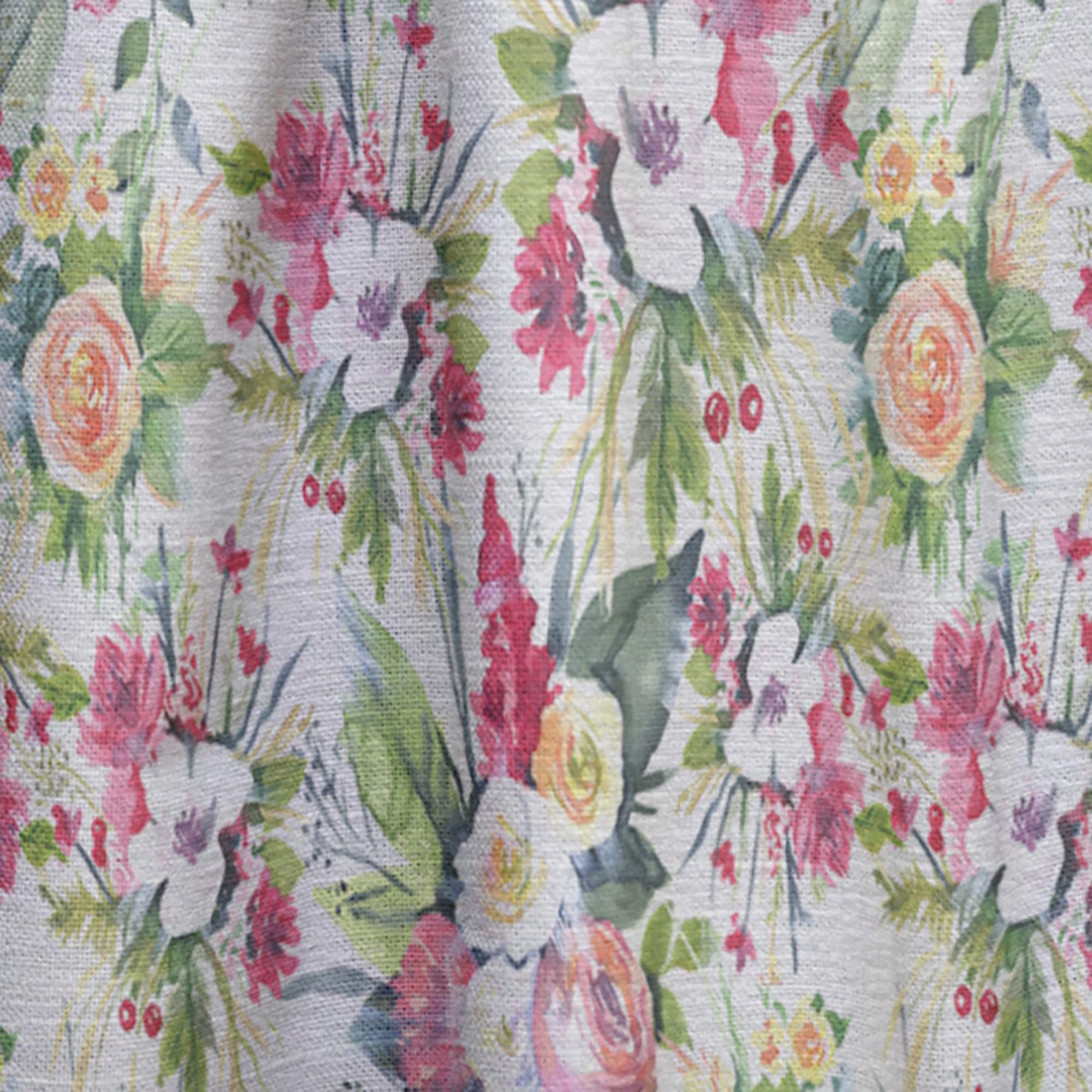 DesignQ Thermal Insulated Curtains - Red Roses on White Seamless Pattern - 52x120 Single Panel for Bedroom & Living Room - Perfect for Home Decor, Light Blocking & Energy Saving