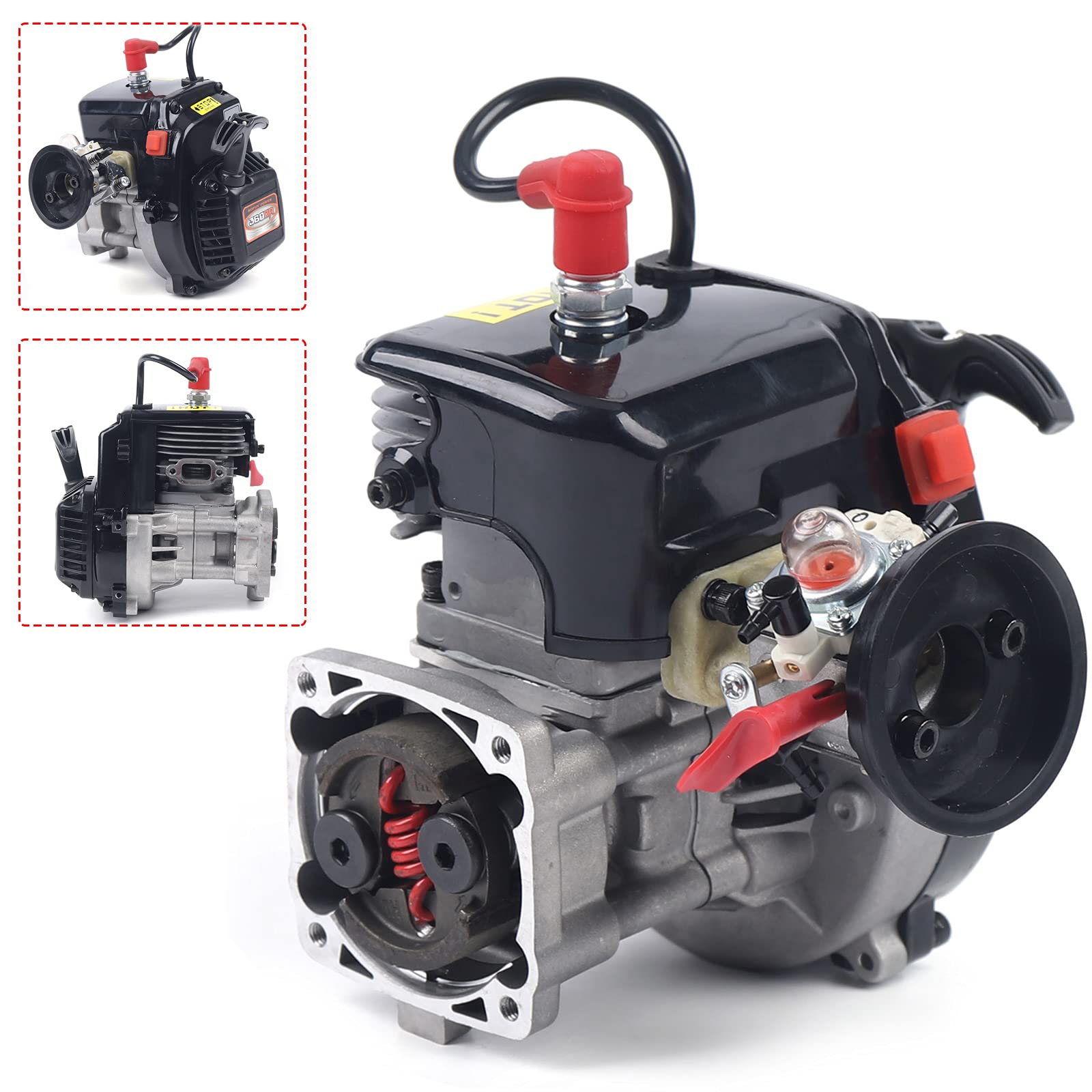 36CC 2-Stroke Gasoline Engine - Heavy Duty 4-Bolt Air Cooled Motor with Recoil Start for ROVAN, Redcat, HPI, KM Baja 5SC RC Cars - Perfect for Off-Road Racing, Bashing & Car Upgrades