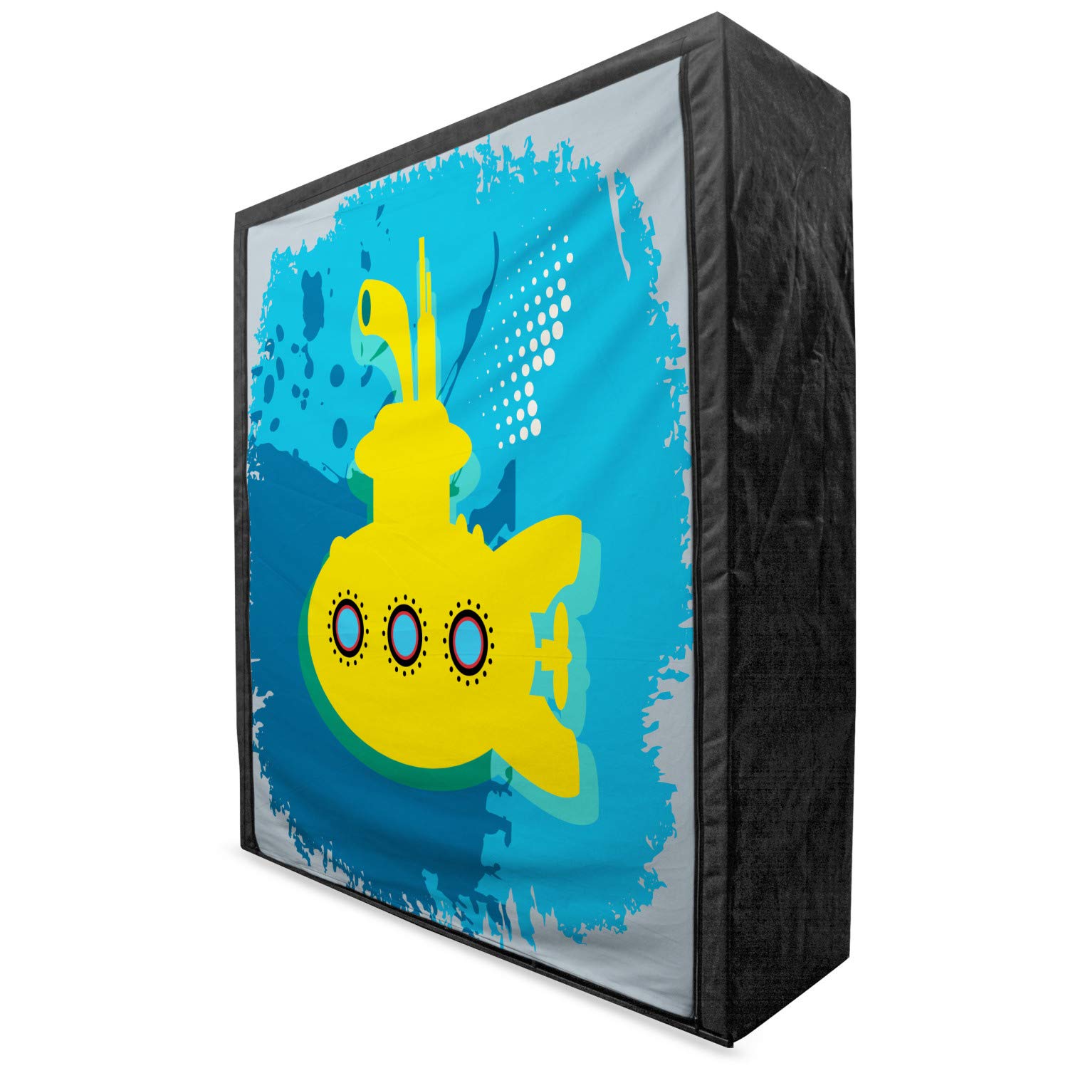 Ambesonne Yellow Submarine Fabric Wardrobe - Underwater Bubbles Print Clothing Organizer with Shelves, 59 Inch Portable Storage Closet in Mustard & Petrol Blue | Perfect for Bedroom, Dorm, or Small Space Organization