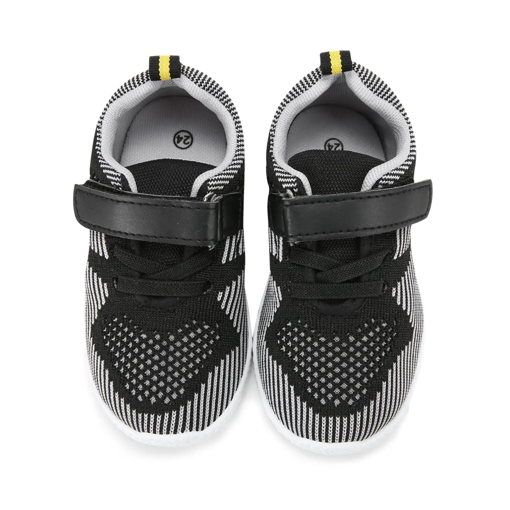 **Mallofusa Toddler Running Shoes for Boys & Girls - Lightweight Breathable Sneakers with Washable Strap - Athletic Tennis Shoes for Kids Running & Walking (Black/White, Size 7) - Perfect for Playground, School & Daily Activities**