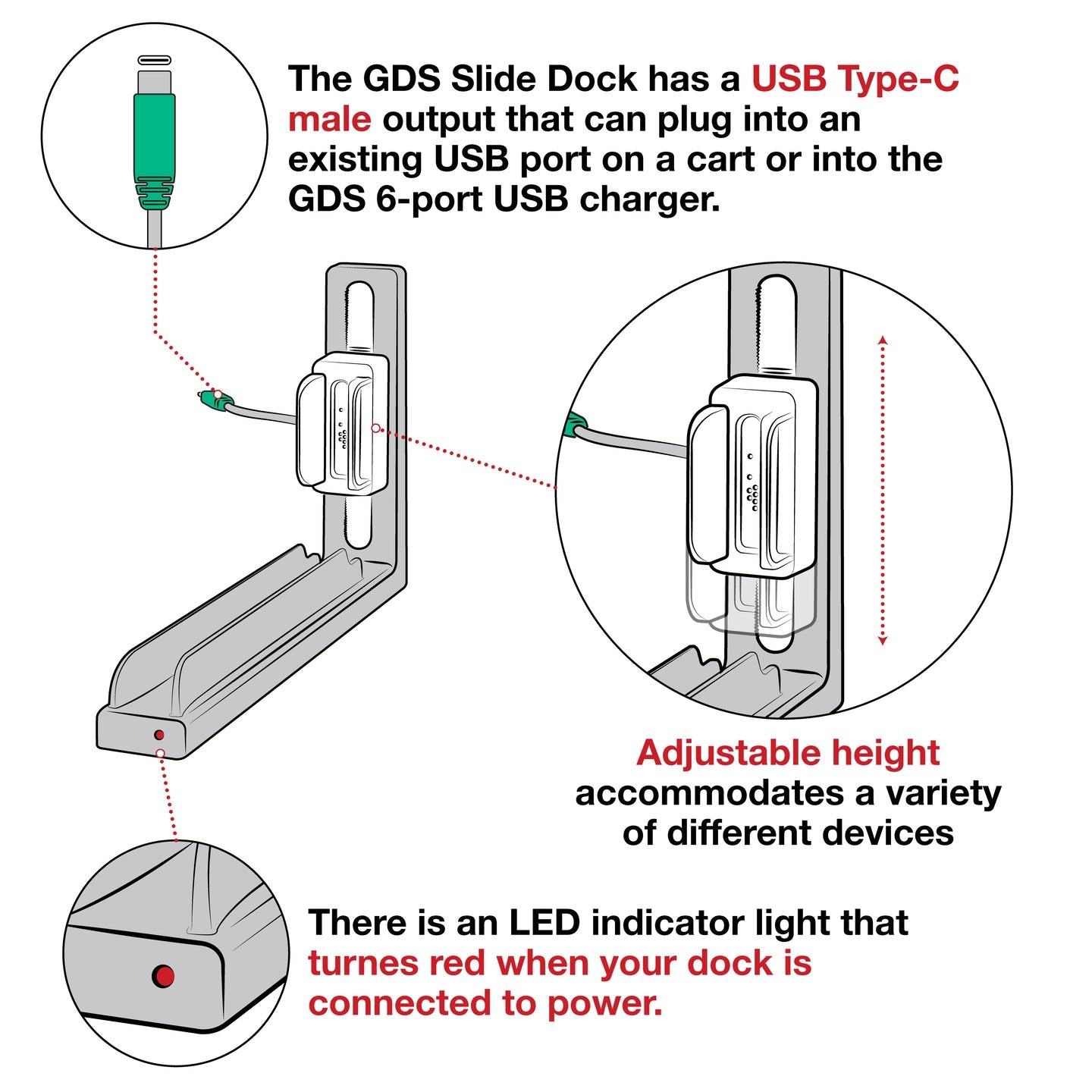GDS® Slide Dock™ with Power Delivery & Drill Down Base - Universal Laptop Stand with USB-C Charging (RAM GDS DOCK G7 8 NGU) - Perfect for Home Office, Gaming & Workspace Setup