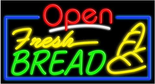 Vintage Fresh Bread Glass Neon Sign #15471 - Handcrafted in USA | Perfect for Bakery Decor, Cafe Lighting & Retro Home Bar Signage