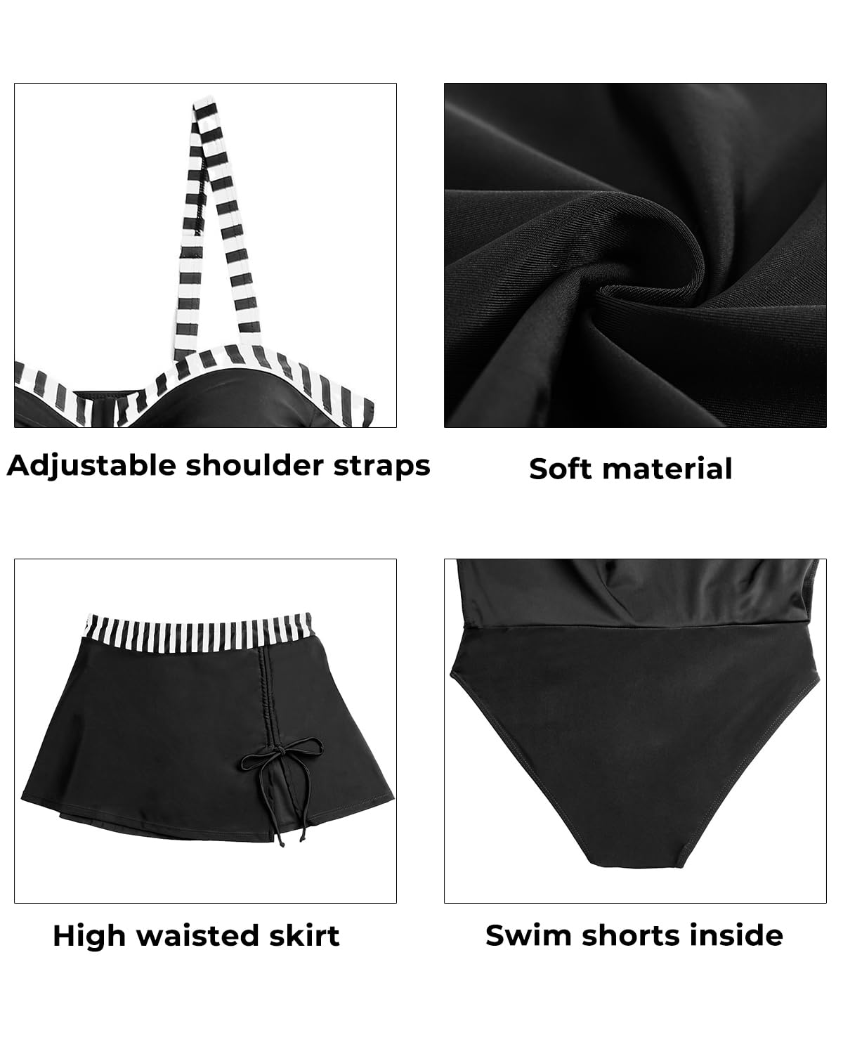 Yonique Women's Underwire Tankini Swimsuits with Skirt - Vintage Two Piece Bathing Suits XS-XXL | Beach Vacation, Pool Party & Summer Swimwear