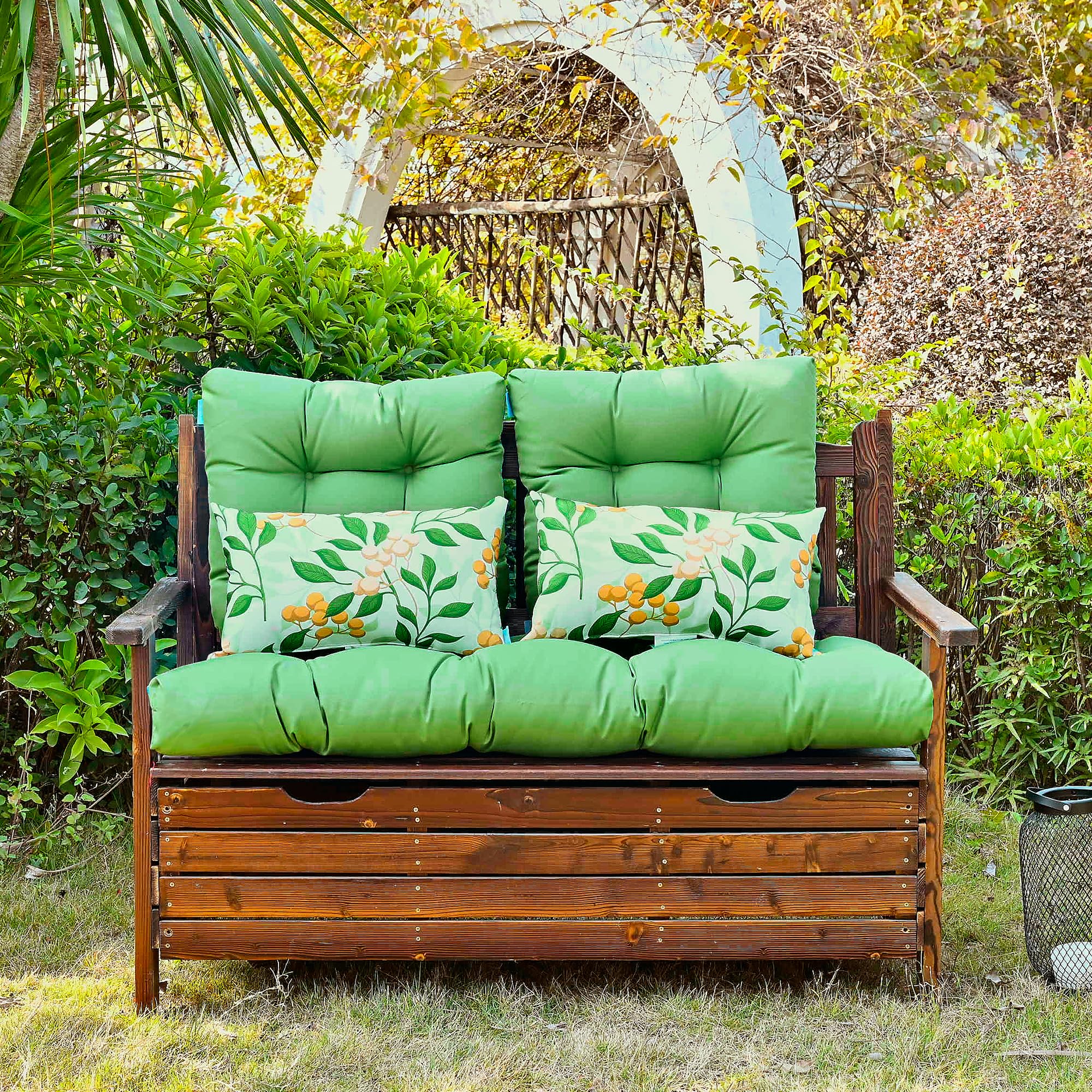 ARTPLAN All-Weather Outdoor Cushions Set of 5 - Waterproof Loveseat & Bench Cushions with Tufted Design for Patio Furniture - Perfect for Garden, Deck, Poolside & Porch Relaxation