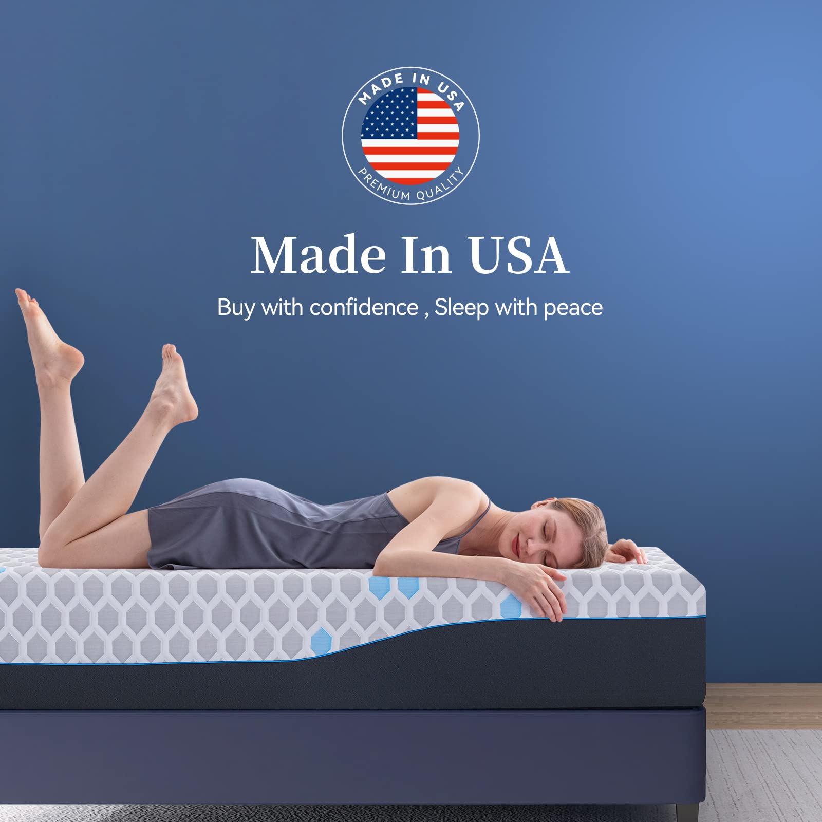 Vyfipt 10 Inch Queen Size Memory Foam Mattress - Bamboo Charcoal Infused Gel Cooling Technology, Medium Firm Support, Breathable Design - No Box Spring Needed - Perfect for Hot Sleepers & Pressure Relief - Bed in a Box for Easy Setup in Guest Rooms, Dorms & Apartments