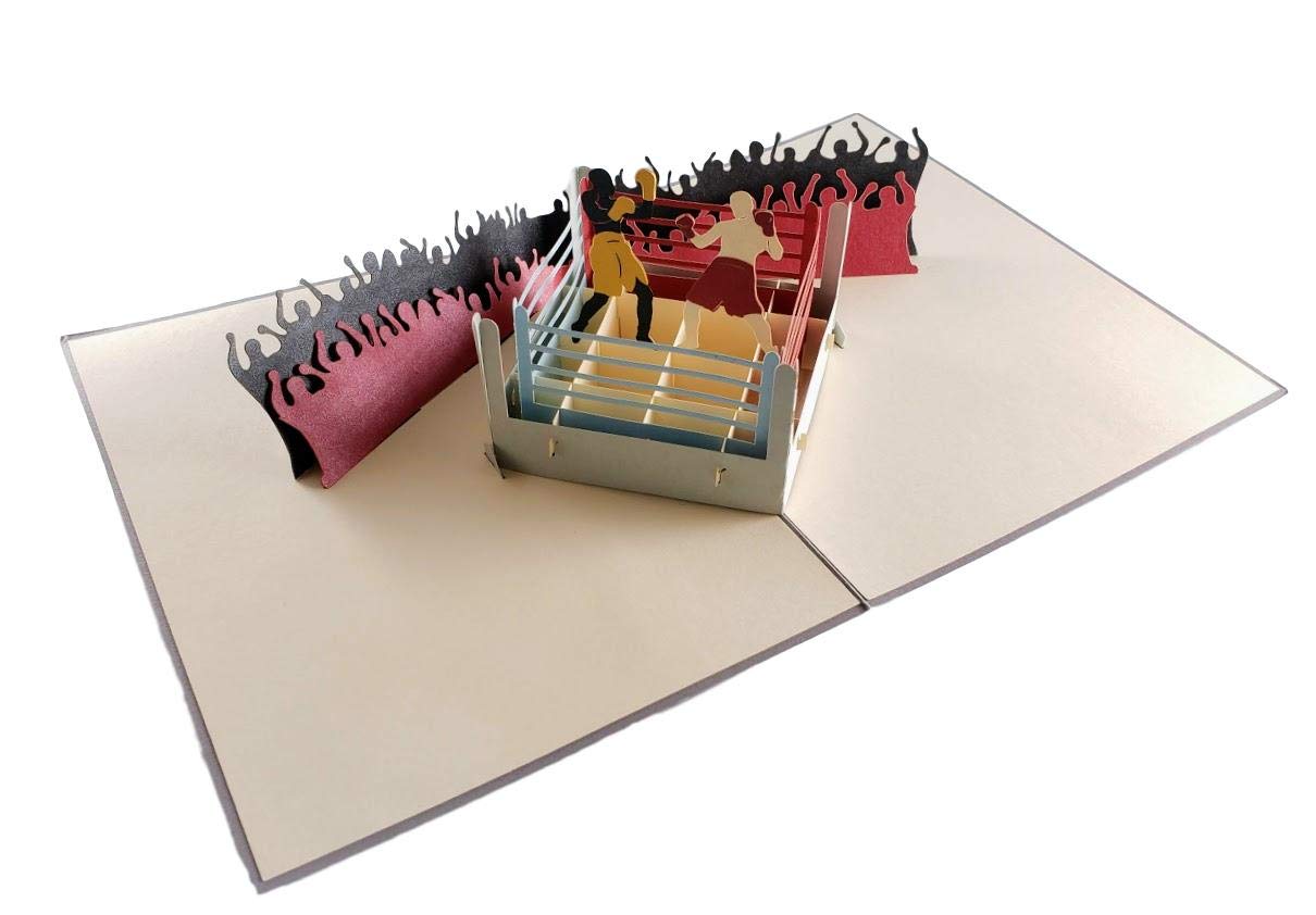 3D Pop Up Boxing Greeting Card - Sports Themed Birthday, Just Because, Special Occasions - Flat Fold Design for Easy Storage - Perfect for Fight Fans, Winners, and Crowd Celebrations