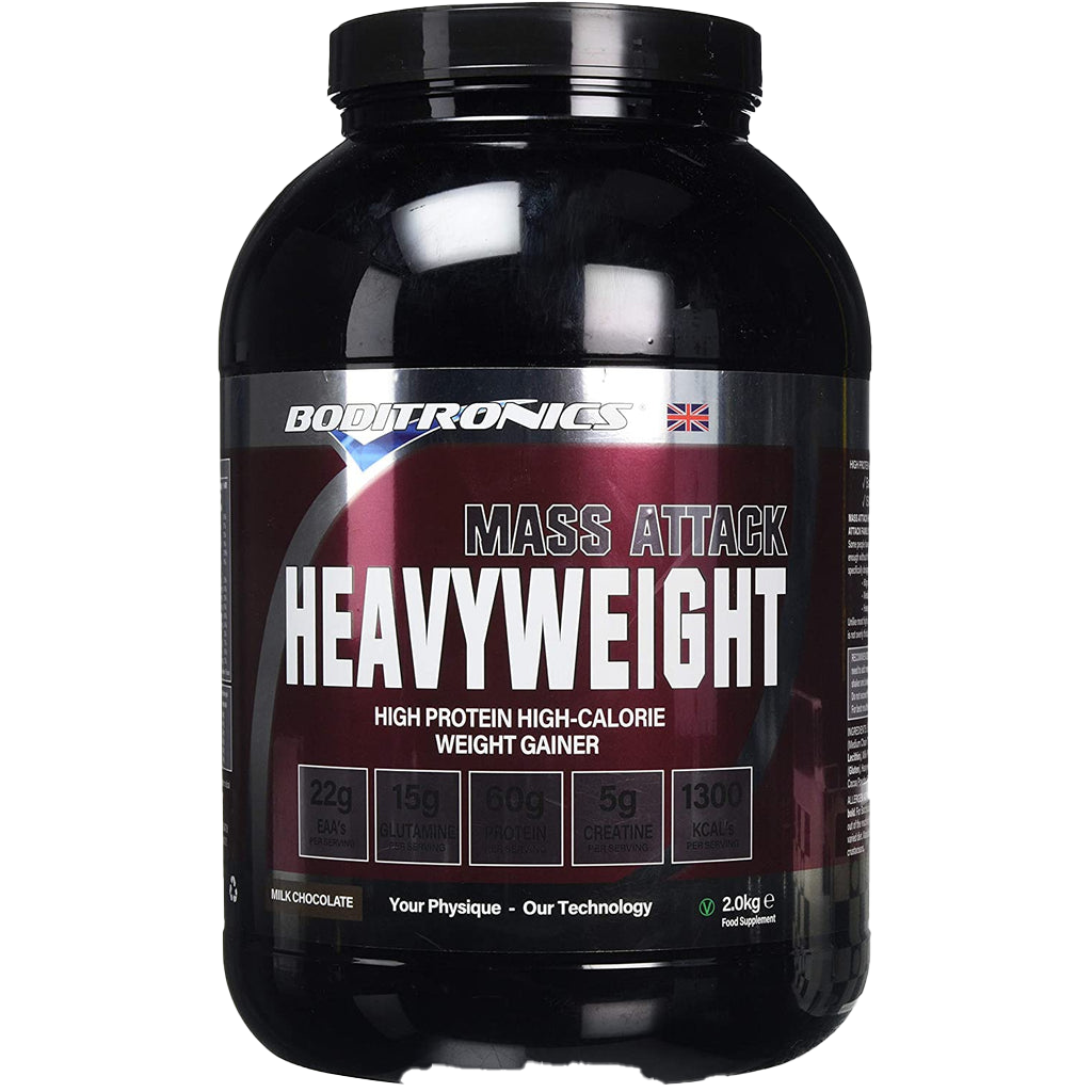 Boditronics Mass Attack Heavyweight 2kg Weight Gain Supplement for Bodybuilding & Muscle Growth - Perfect for Post-Workout Recovery & Strength Training