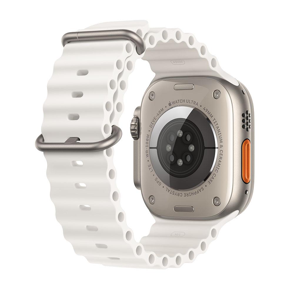 Apple Watch Ultra (GPS + Cellular) 49mm Titanium Case with White Ocean Band - Perfect for Outdoor Adventures, Swimming & Fitness Tracking
