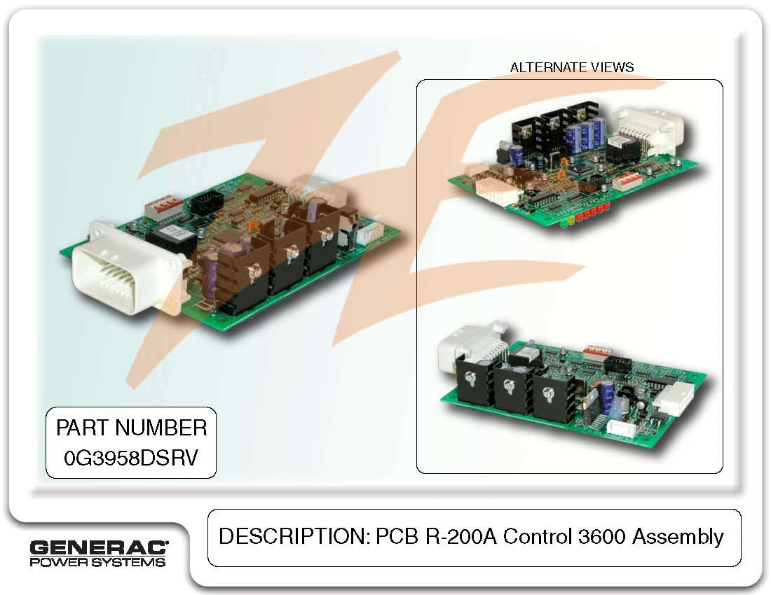 Generac 0G3958DSRV 0G3958D 0G1303B 0G1303D 0G1303F R200A Control Board PCB Assembly - Replacement Part for Generac Generators (3600 RPM) - Perfect for Home Backup Power & Emergency Use