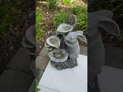 Solar Powered Rabbit Waterfall with 3 LED Water Bowls - 46x32x26 Inch Outdoor Pet Drinking Fountain for Rabbits, Birds & Small Animals - Perfect for Garden, Yard & Patio Use