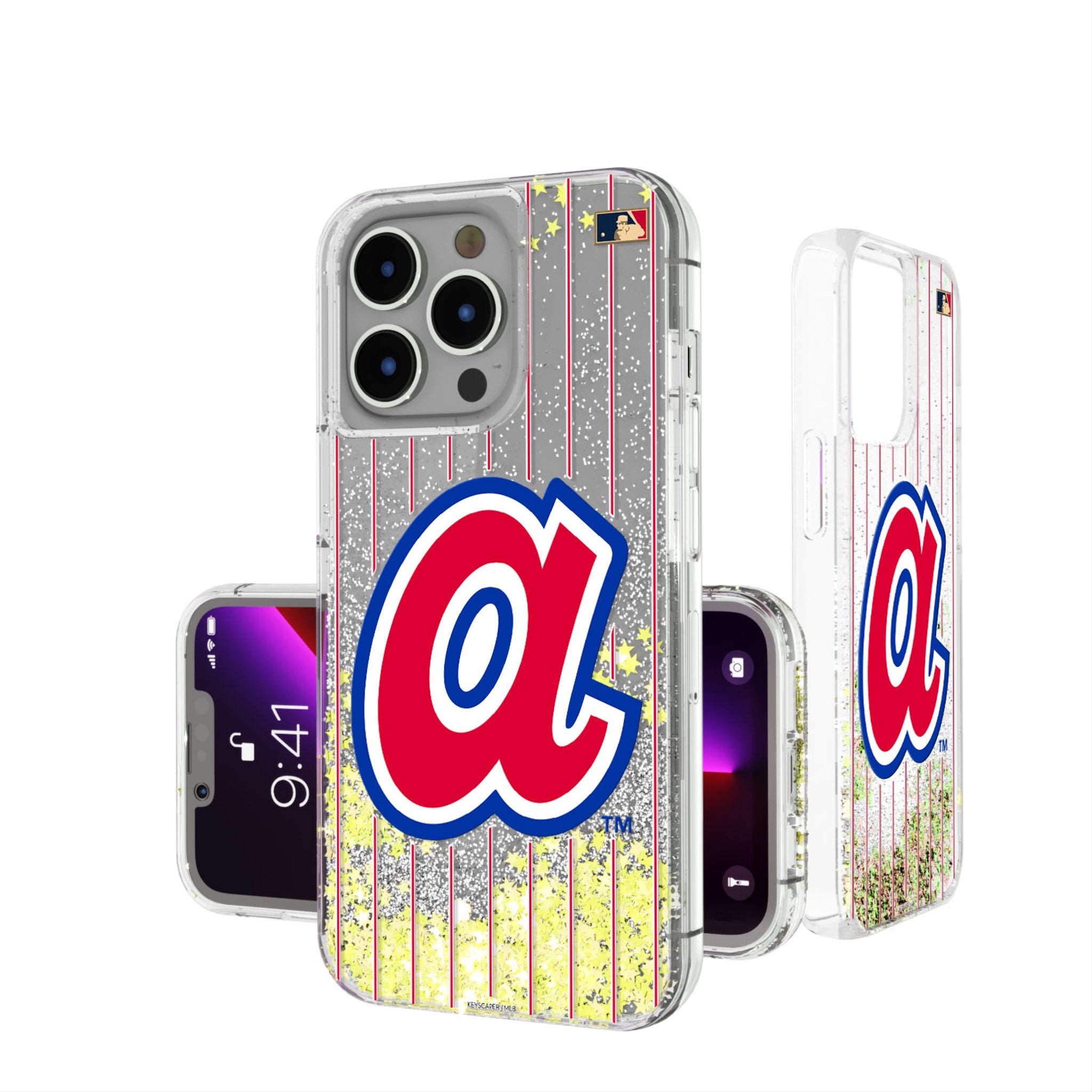 Atlanta Braves 1972-1980 Vintage Baseball Team Cooperstown Collection Pinstripe Glitter Phone Case for iPhone & Samsung - Perfect for Baseball Fans & Game Day Accessories