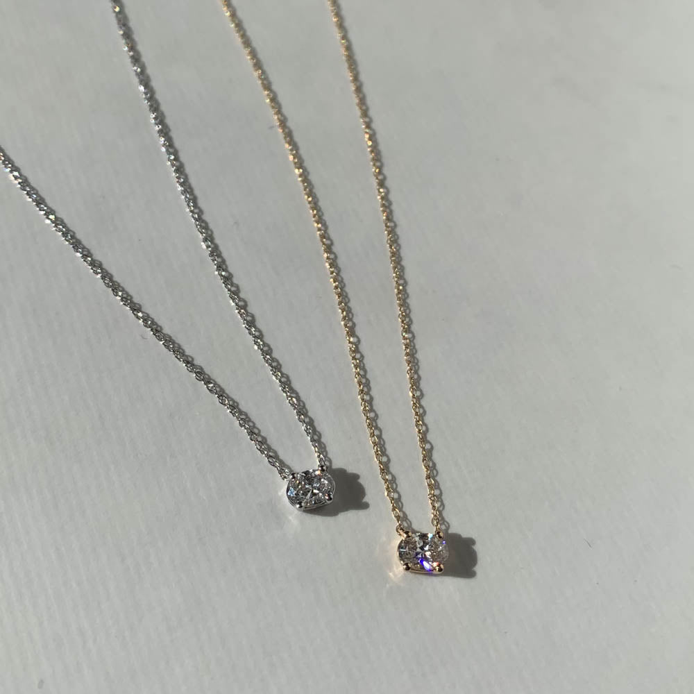 0.20ct Lab Grown Diamond Oval Pendant Necklace in 10k Gold - Elegant Jewelry Gift for Women, Perfect for Anniversary, Birthday & Special Occasions