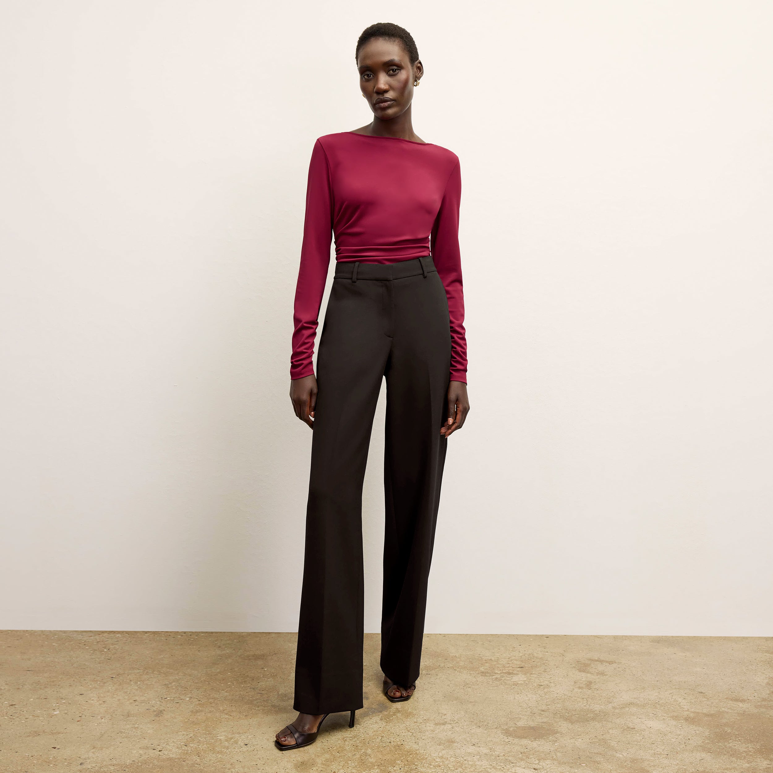 Tinsley Wide Leg Pants for Women - Stretchy Comfort Suit Pants in Black | Perfect for Office, Business Casual & Formal Wear