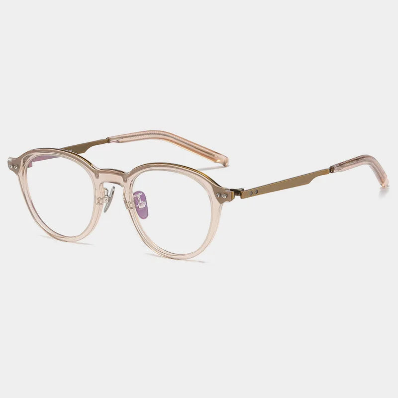 Stylish Black Unisex Acetate & Titanium Round Eyeglasses Frame 94113 - Perfect for Work, Reading & Everyday Fashion