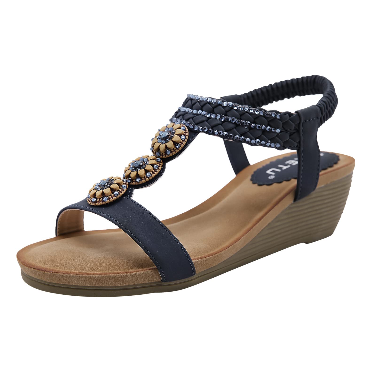 Women's Comfortable Insoles for Sandals - Peep Toe T-Strap Bohemian Flip Flops - Cushioned Arch Support for Beach, Vacation & Summer Walking