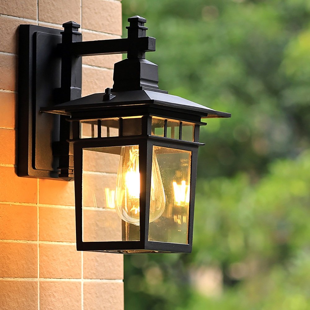 Waterproof Outdoor Wall Lamp - Black Exterior Light for US & European Homes, Villa Courtyard, Balcony, Terrace & Corridor - Weatherproof LED Sconce for Patio, Garden & Porch Lighting