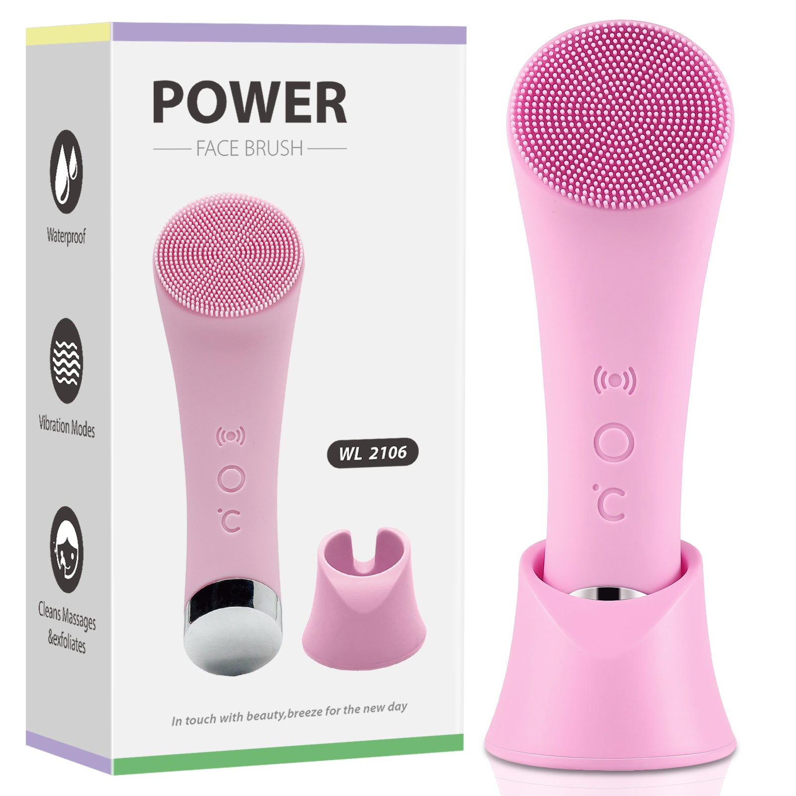 Ultrasonic Silicone Facial Cleansing Brush with 4 Function Modes & Rotating Magnetic Beads - Waterproof Rechargeable Portable Face Cleanser for Deep Cleaning, Exfoliation & Skin Care - Perfect for Daily Skincare Routine & Travel