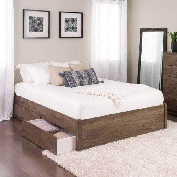 Select 4 Post Platform Bed with 2 Drawers - Queen/King Size, Multiple Finish Options | Modern Bedroom Furniture for Master Suite or Guest Room