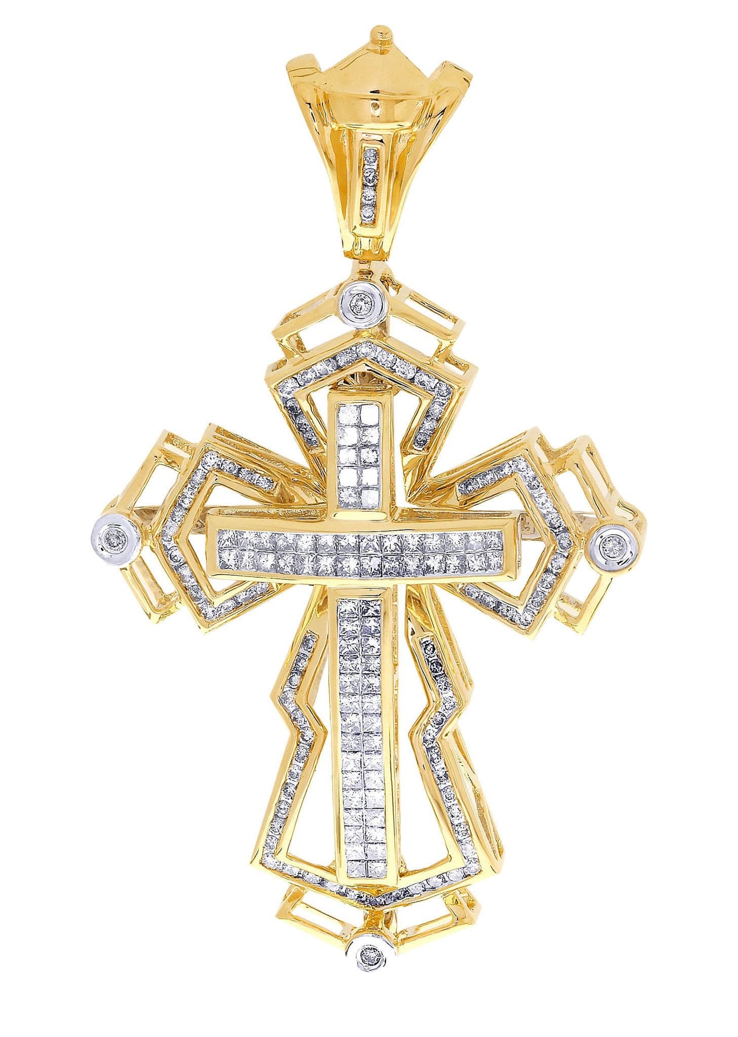2.63 Carat Diamond Cross Pendant Necklace - 19.17 Grams Solid Gold Religious Jewelry for Women - Perfect for Baptism, Confirmation & Special Occasions