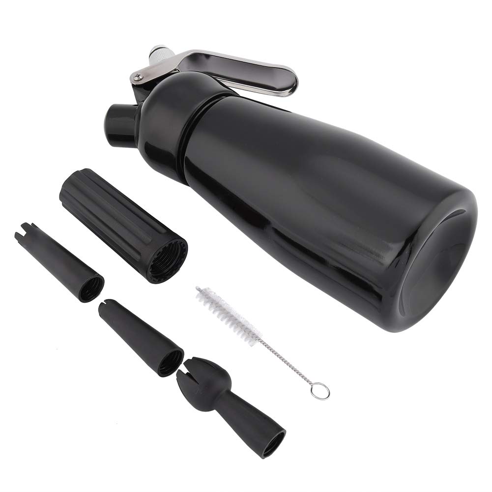 250ml Portable Red Aluminum Whipped Cream Dispenser - Handheld Butter Whipper & Foam Maker for Home Baking, Coffee Shops & Dessert Making (Black) | Perfect for Cappuccinos, Cakes & Pastry Decorations