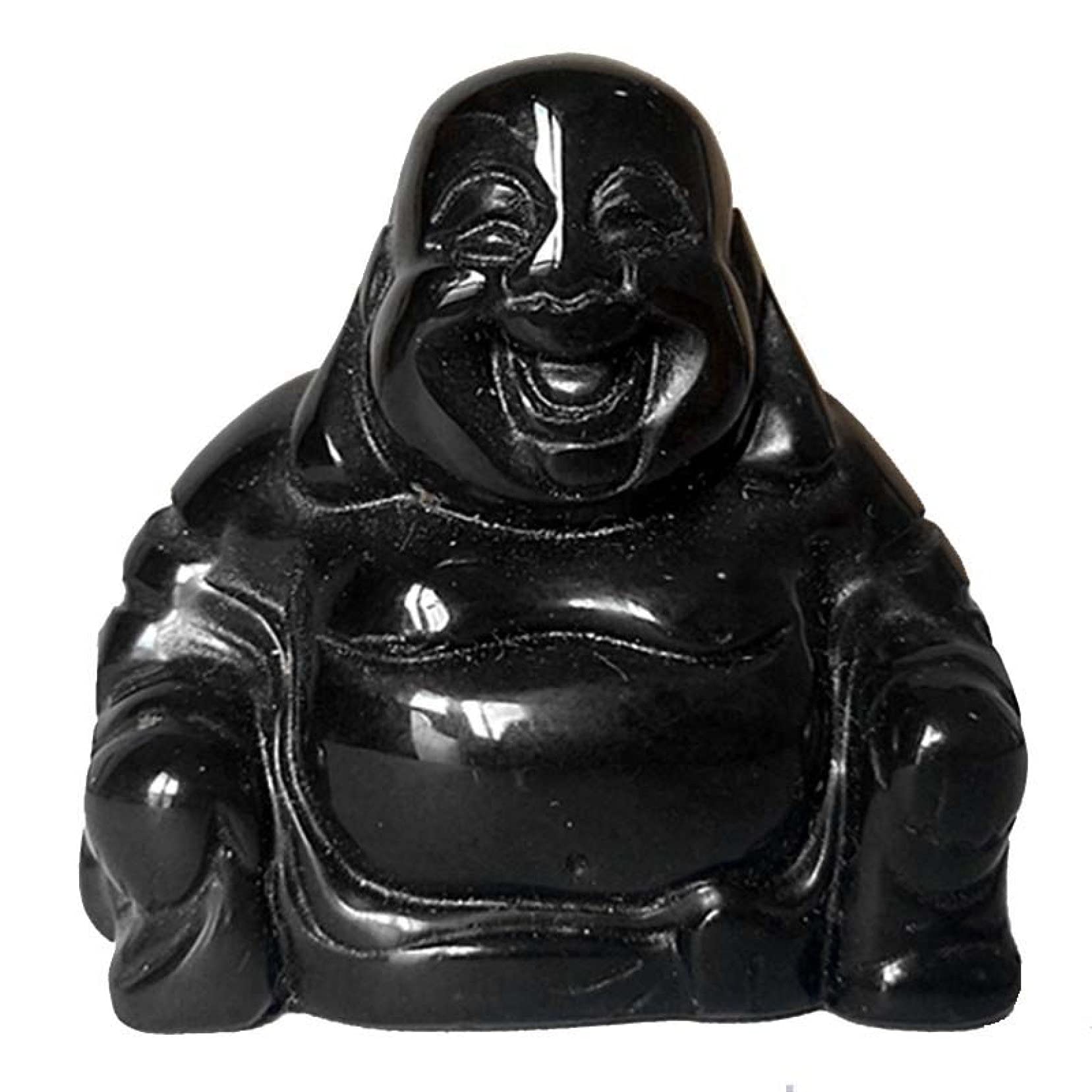 Natural Stone Crystal Happy Buddha Statue - Feng Shui Home Decor, Miniature Figurine for Positive Energy & Good Luck | Perfect for Meditation Spaces, Office Desk & Gift Giving