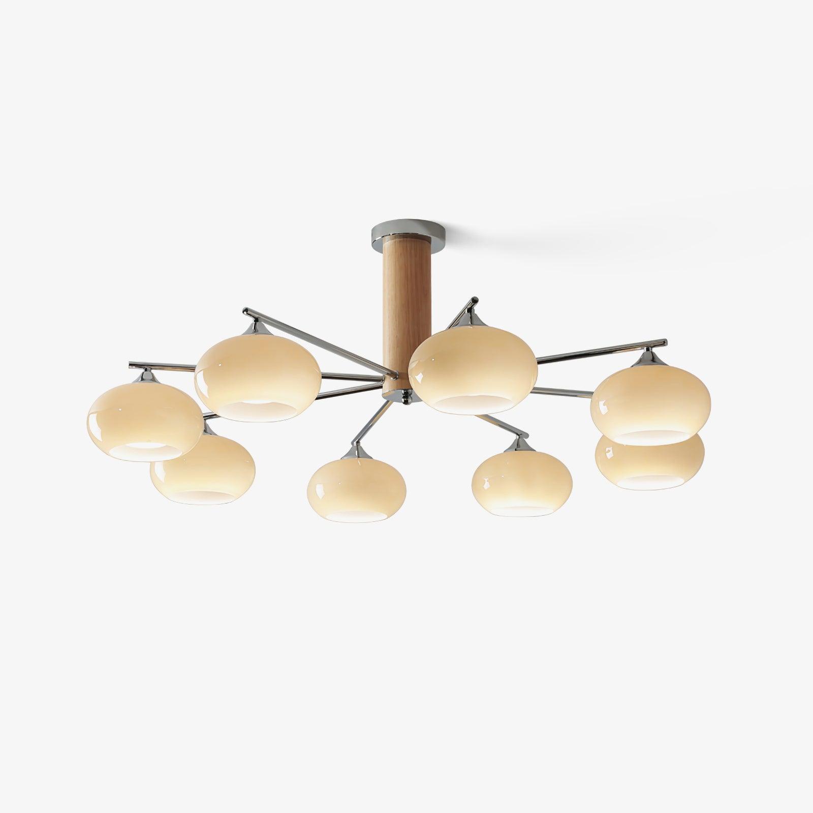 Elegant Elliptical Persimmon Chandelier - Modern Dimmable LED Ceiling Light Fixture for Dining Room, Living Room, Bedroom Decor