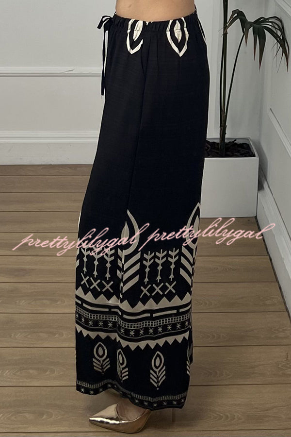 Stylish Elastic Waist Wide Leg Pants with Pockets - Comfortable Casual Women's Trousers for Work, Travel & Everyday Wear