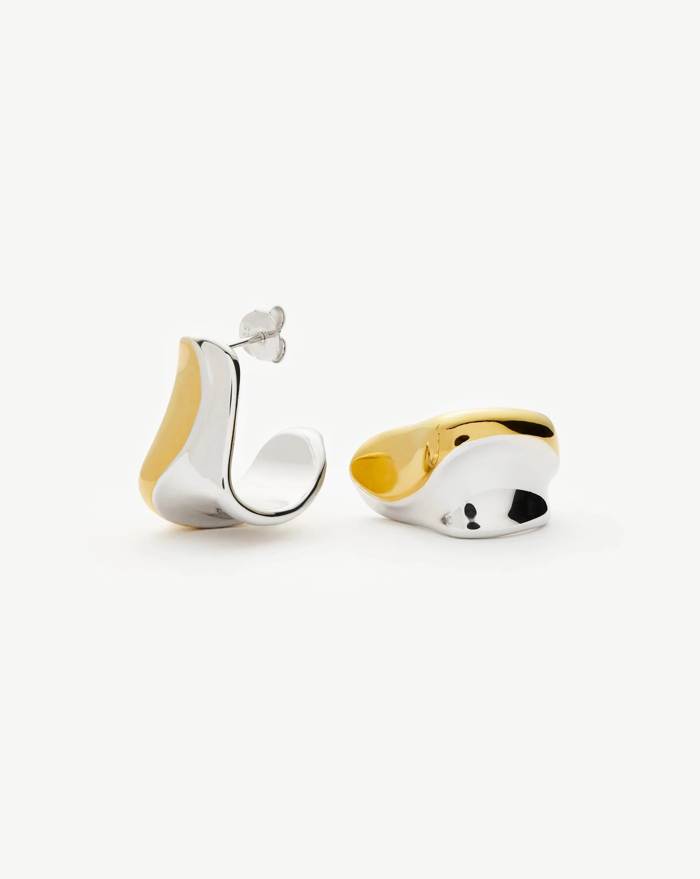Sculptural Molten Medium Hoop Earrings | Mixed Metal Jewelry for Women | Trendy Statement Earrings for Casual & Evening Wear