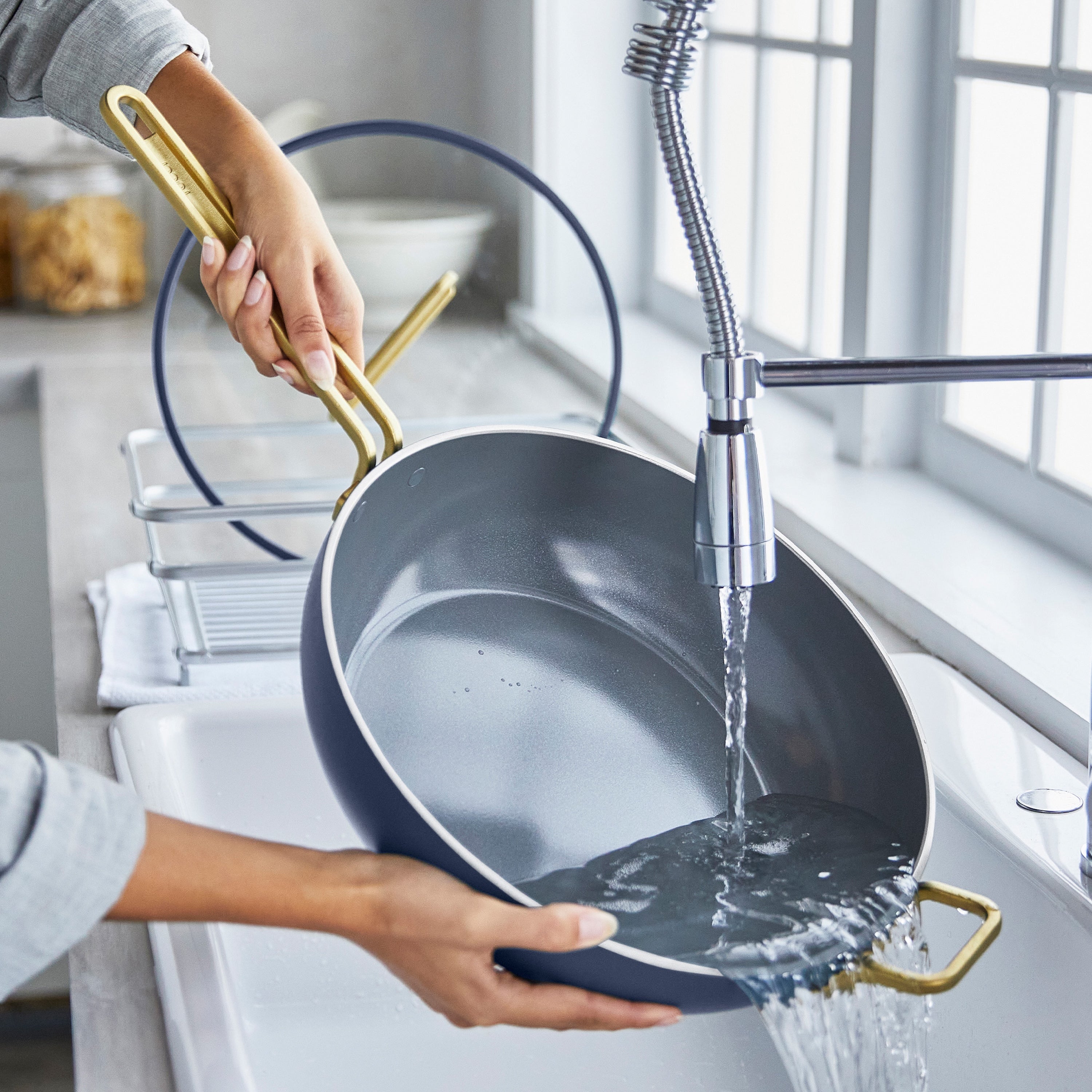 Stanley Tucci™ Ceramic Nonstick 6.5 Quart Essential Stanley Pan - Marino Blue | Durable Cookware for Frying, Sautéing & Baking | Perfect for Home Kitchen & Professional Chefs