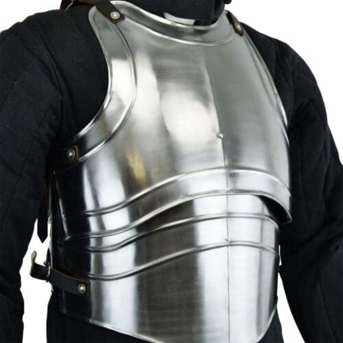Medieval Knight 18 Gauge Steel Cuirass Warrior Breastplate - Black Armor for LARP, Cosplay & Renaissance Fairs - Perfect Gift for History Enthusiasts & Collectors