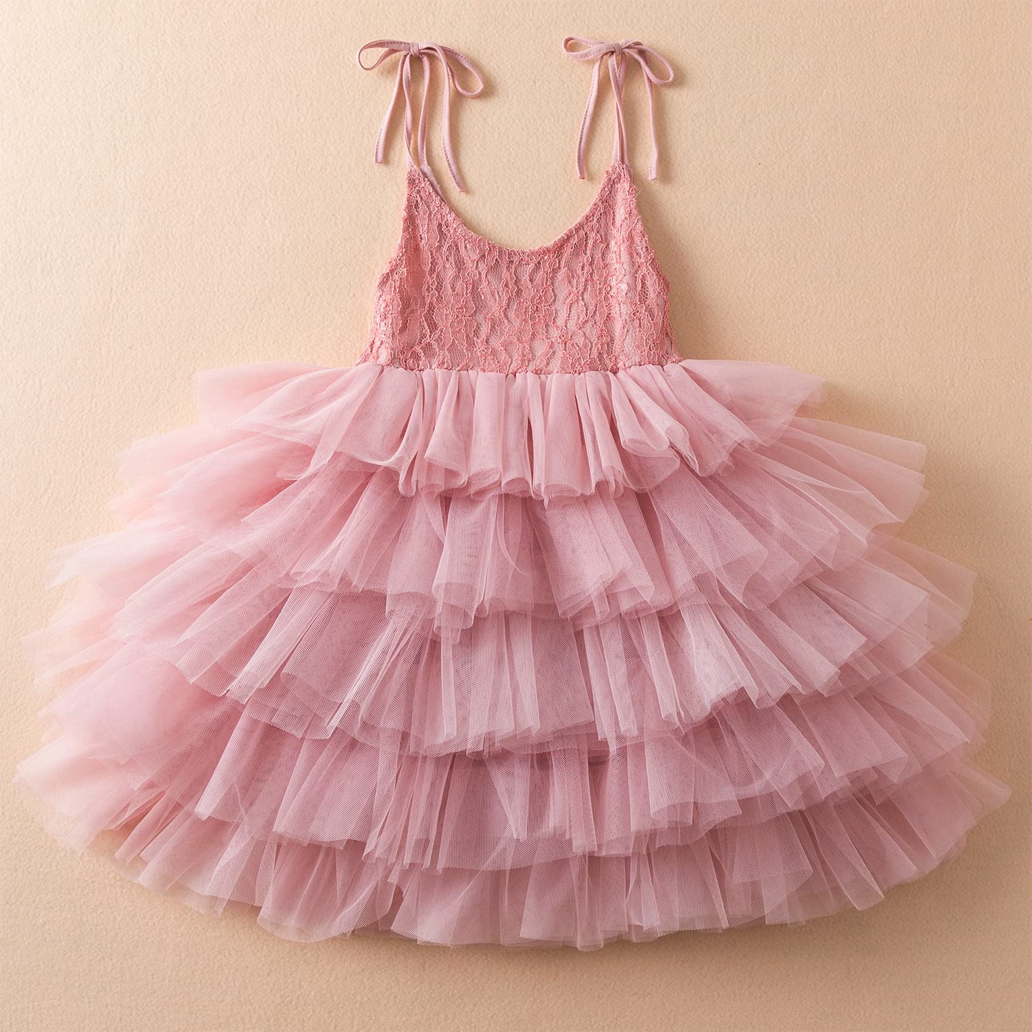 Girls Floral Sleeveless Princess Layered Dress for Birthday Party, Photo Shoot & Special Occasions