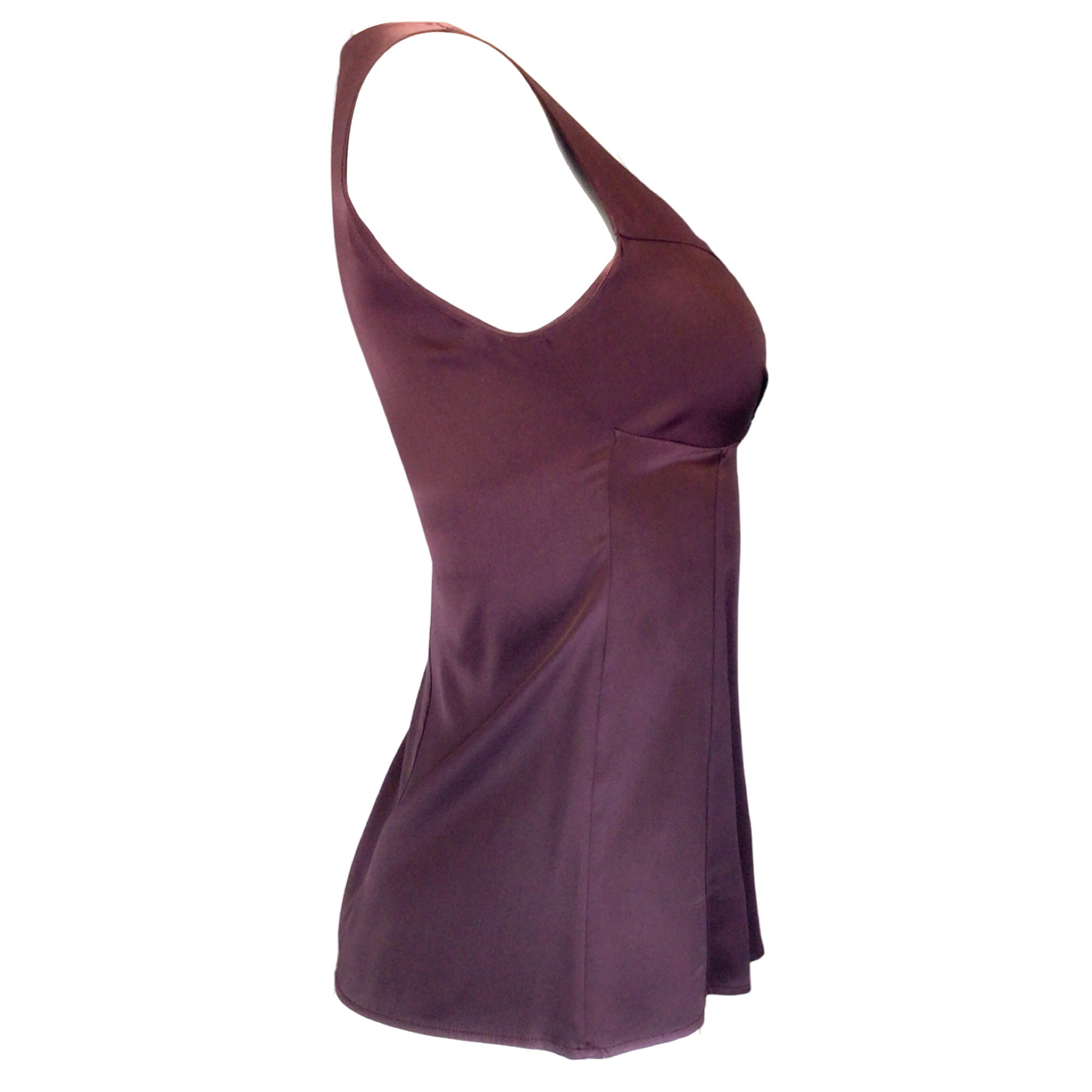 Brunello Cucinelli Women's Burgundy Sleeveless V-Neck Silk Blouse - Elegant Evening Wear & Special Occasion Outfit