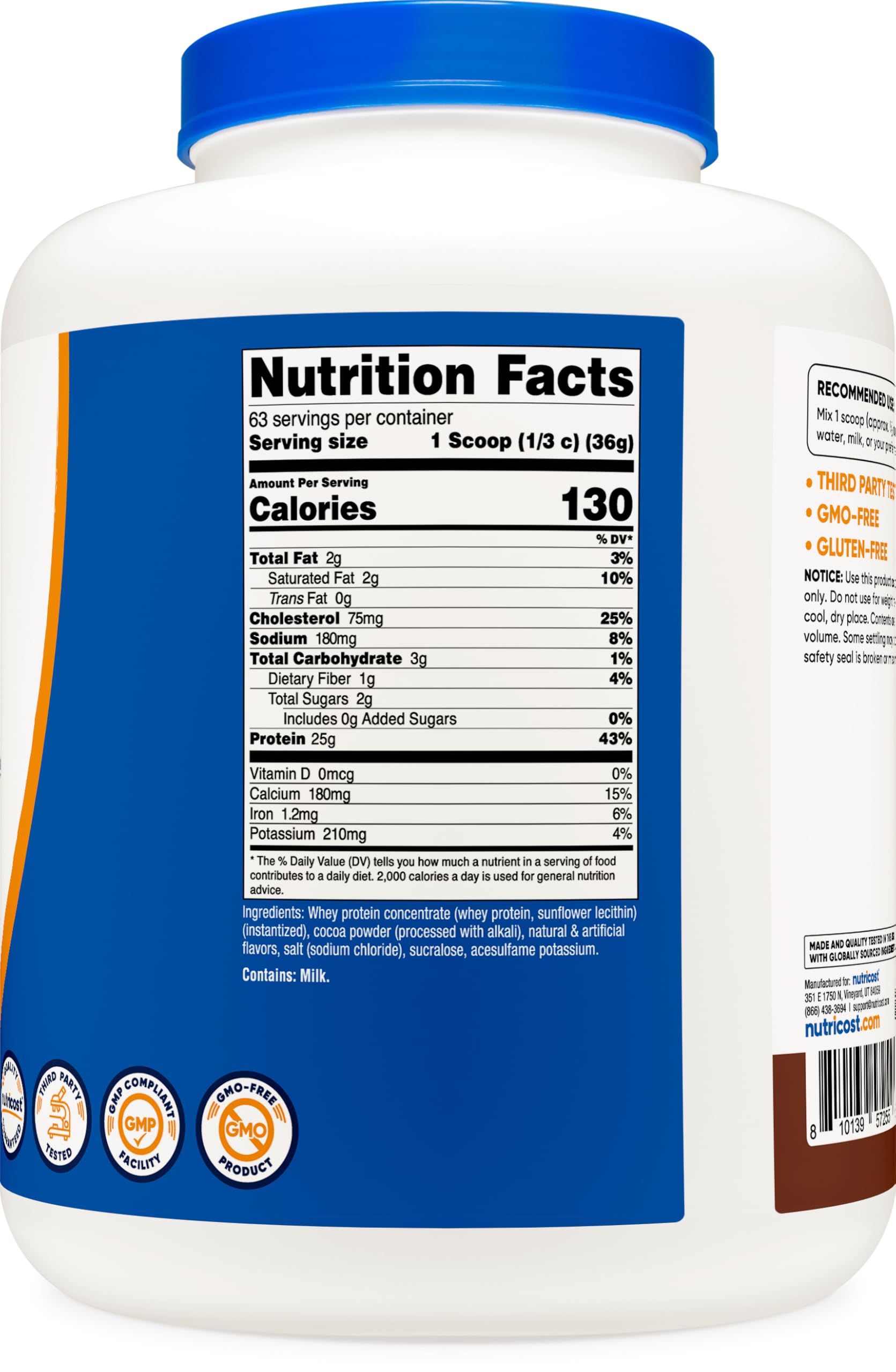 Nutricost Whey Protein Concentrate Powder - Chocolate Flavor, 5LBS (80 Servings) for Muscle Recovery, Weight Gain & Post-Workout Nutrition - Ideal for Gym, Fitness & Bodybuilding