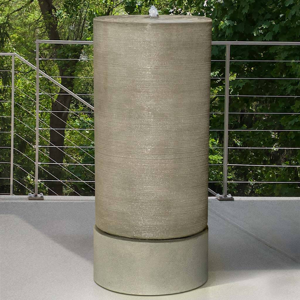 Campania International Tall Cylinder Fountain - Outdoor Garden Water Feature for Patio, Yard, and Landscape Decor