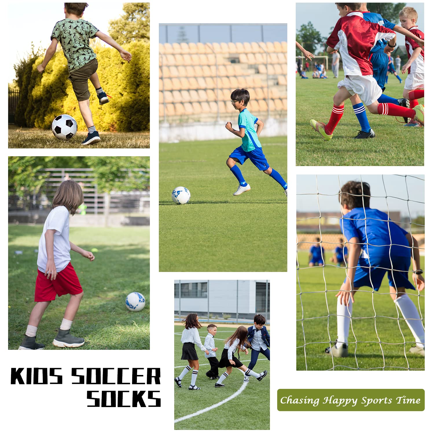 Zando Kids Soccer Socks - Knee High Cotton Athletic Socks for Boys & Girls - Breathable Youth Baseball Socks for Sports & Training - Perfect for Soccer, Baseball & School PE Activities