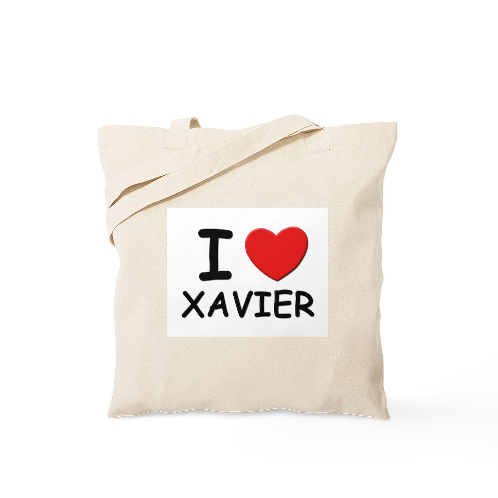 CafePress I Love Xavier Natural Canvas Tote Bag - Reusable Grocery Shopping Bag for School, Work & Farmers Market