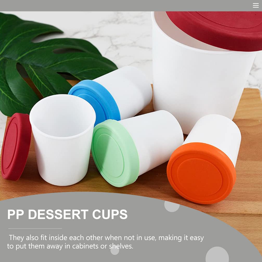 4-Piece Plastic Ice Cream Cups Set - Reusable PP Pudding & Dessert Containers for Freezer Storage, Baby Fruit & Cereal | Perfect for Parties, Snacks & Meal Prep