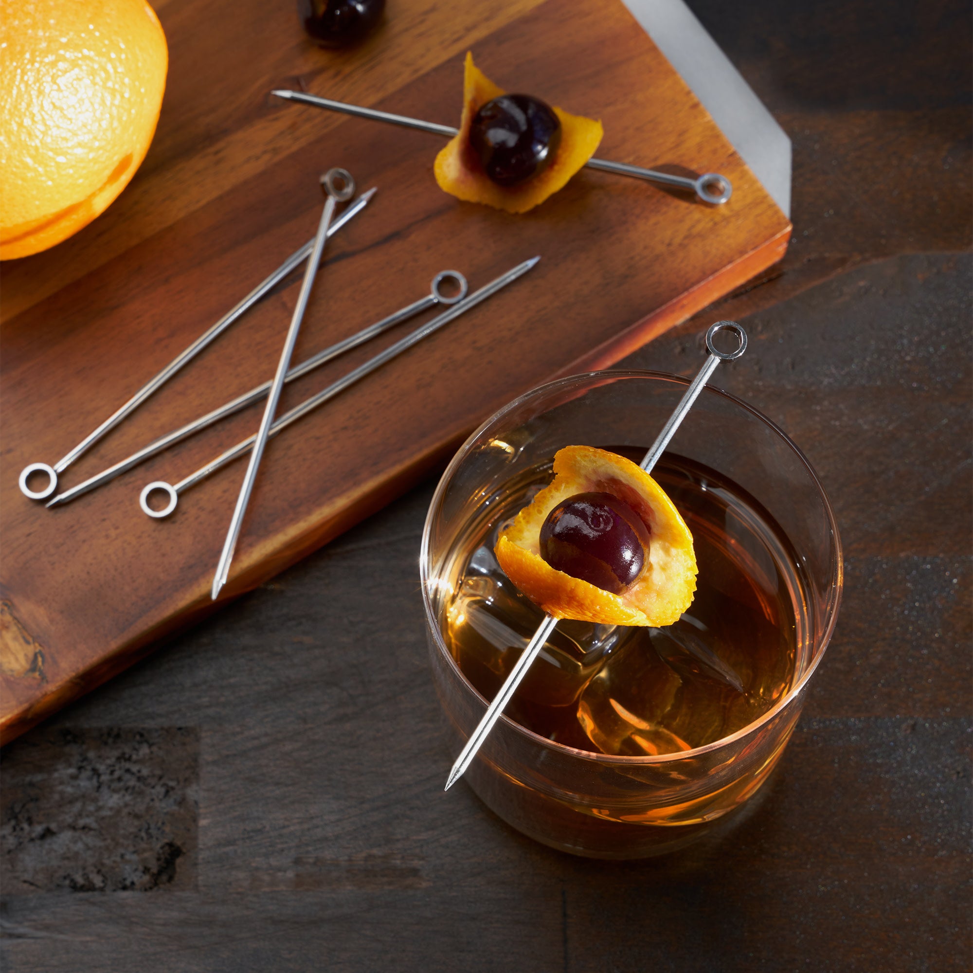 Premium Stainless Steel Harrison Cocktail Picks Set of 6 - Elegant Drink Garnish Tools for Martini, Olive, Fruit Skewers - Perfect for Home Bars, Parties & Cocktail Making