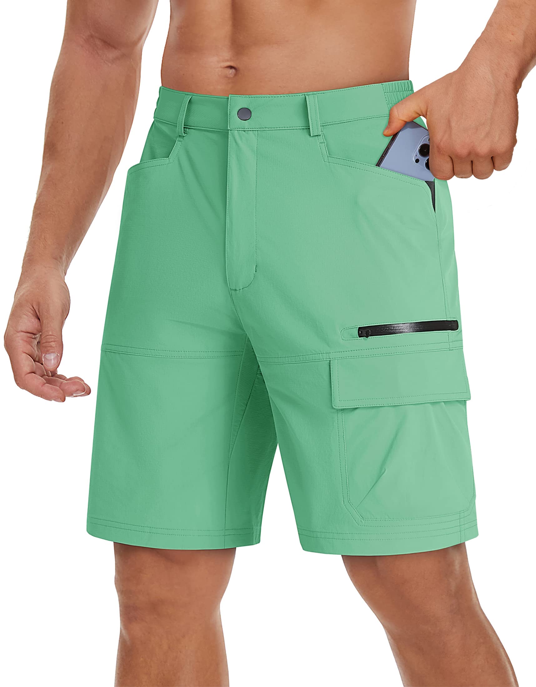TACVASEN Men's Quick Dry Cargo Shorts - Lightweight Summer Outdoor Hiking & Work Shorts with Multiple Pockets (No Belt Included) - Perfect for Camping, Travel & Casual Wear