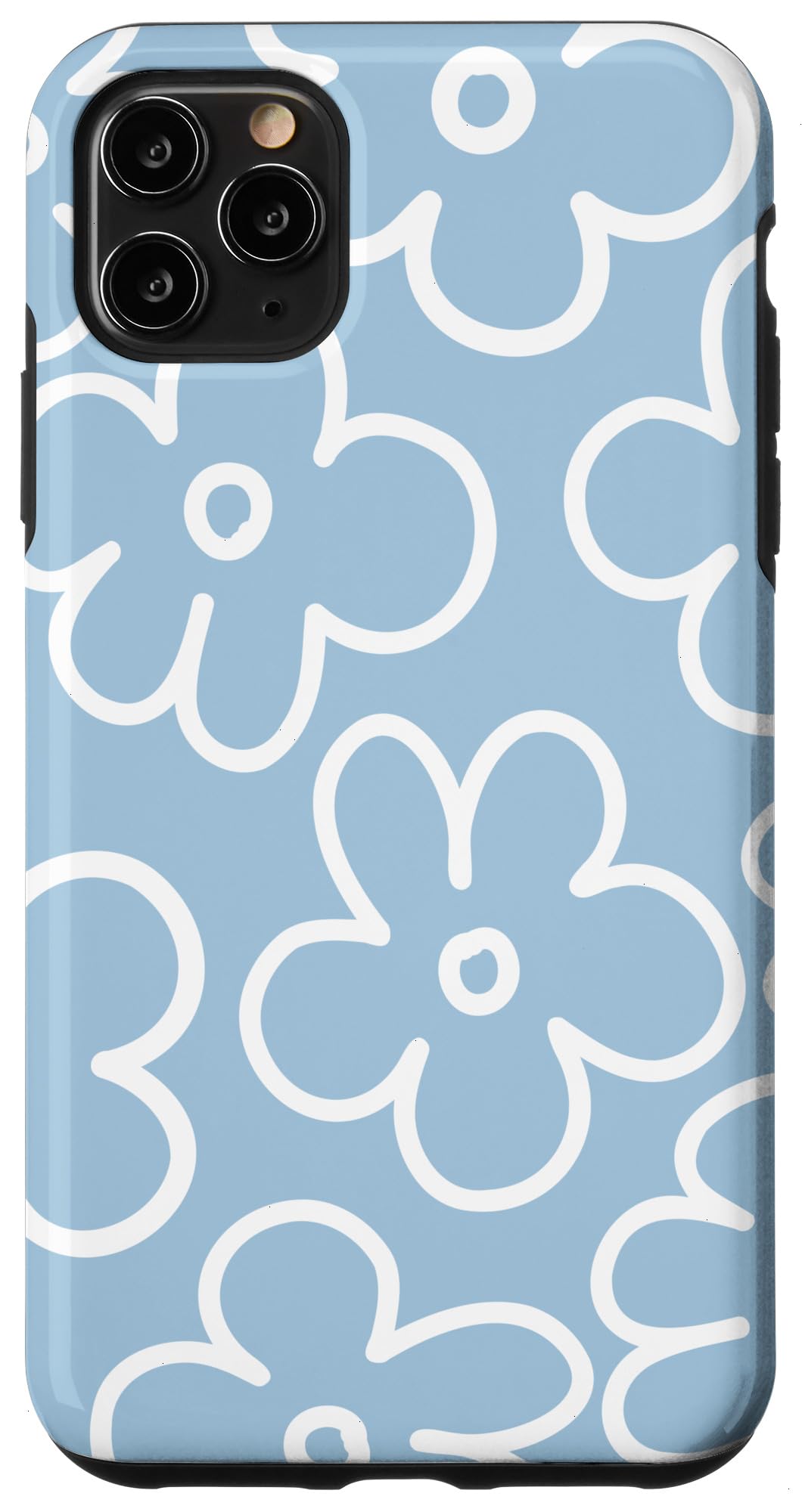iPhone 11 Pro Max Case - Cute Sky Blue & White Wildflower Floral Design | Slim Protective Cover with Shock Absorption | Perfect for Daily Use, Travel & Outdoor Activities