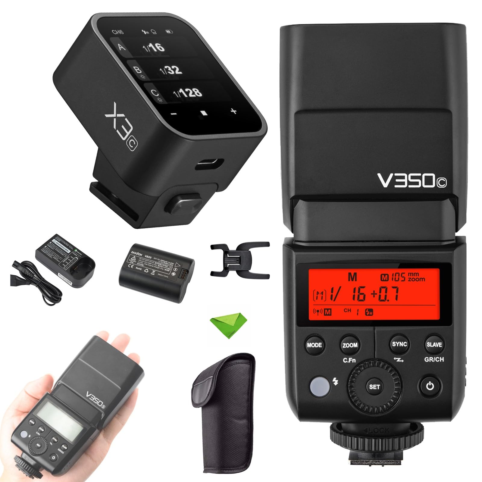 Godox V350C Flash with X3-C Trigger for Canon | 1/8000s HSS, 2.4G Wireless, GN36 | TTL Speedlight for Canon 6D, 80D, 77D, 70D, 60D, 50D | Perfect for Portrait, Wedding & Event Photography