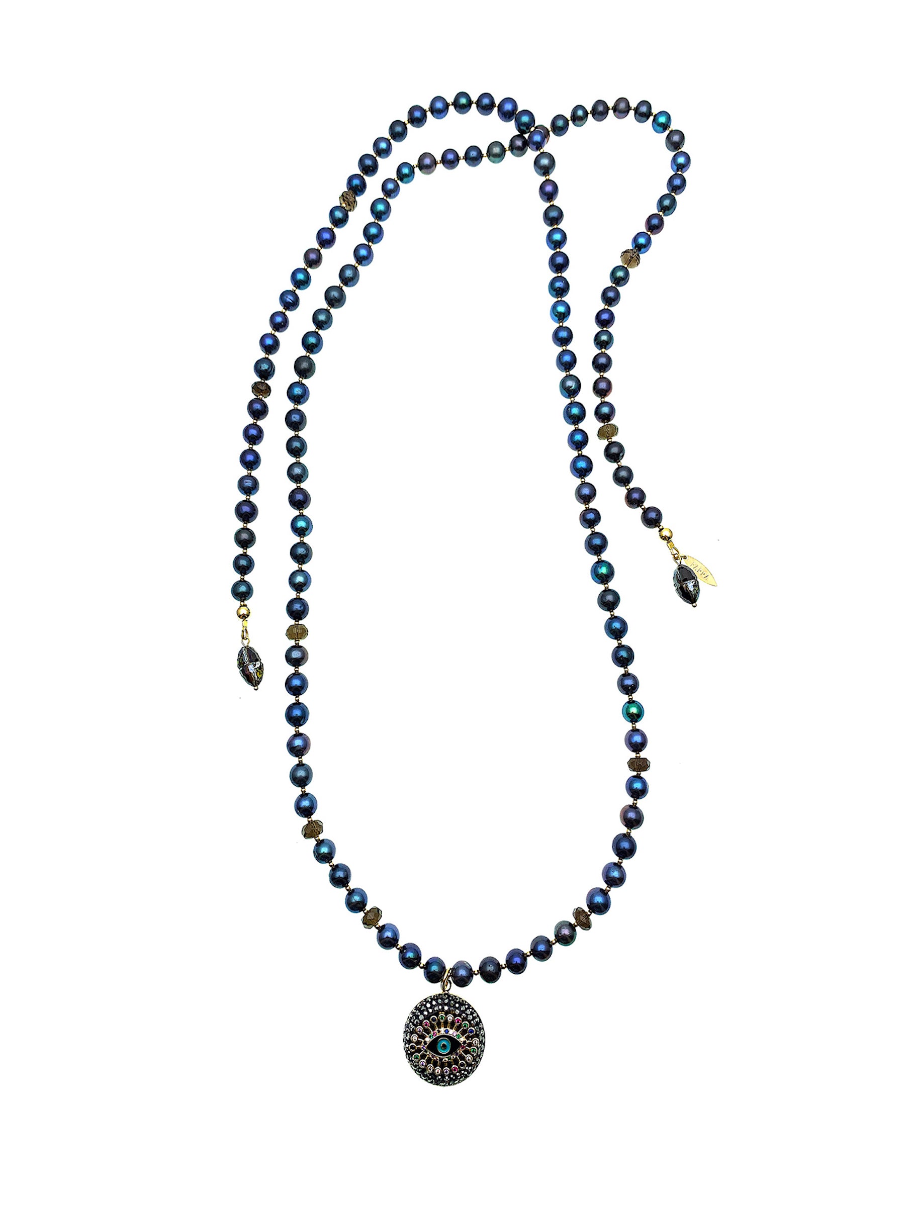 Evil Eye Black Pearl Dangle Open-Ended Necklace for Women - Protection & Style | Perfect for Layering, Boho Fashion & Gift Giving