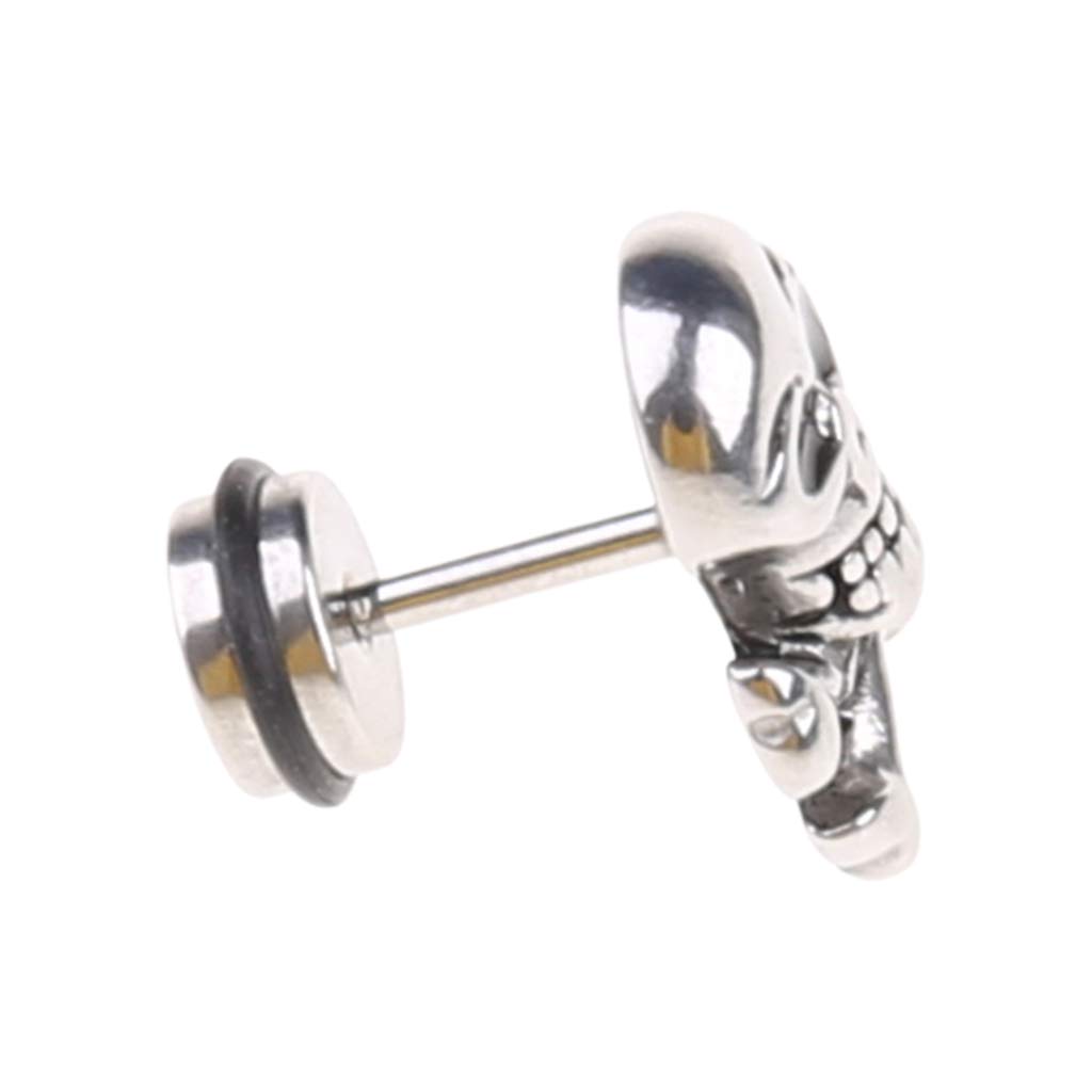 Retro Skull Head Titanium Steel Ear Piercing Studs - Gothic Punk Ghost Earrings for Men & Women - Perfect for Halloween, Cosplay, and Alternative Fashion
