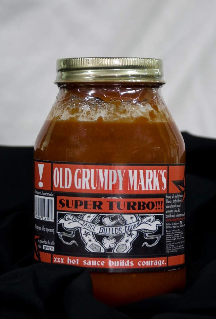 Old Grumpy Marks Super Turbo Habanero Hot Sauce - 5 oz Bottle | Extreme Heat for Tacos, Wings & BBQ | Spicy Condiment for Food Lovers