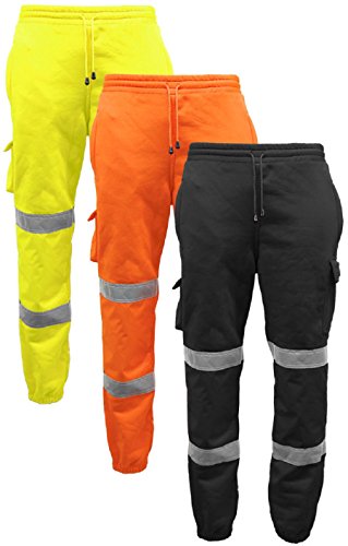 High Visibility Men's Safety Jogging Pants - EN471 Class 1 Certified Work Trousers (Small, Hi-Vis Yellow) for Construction, Running & Outdoor Activities
