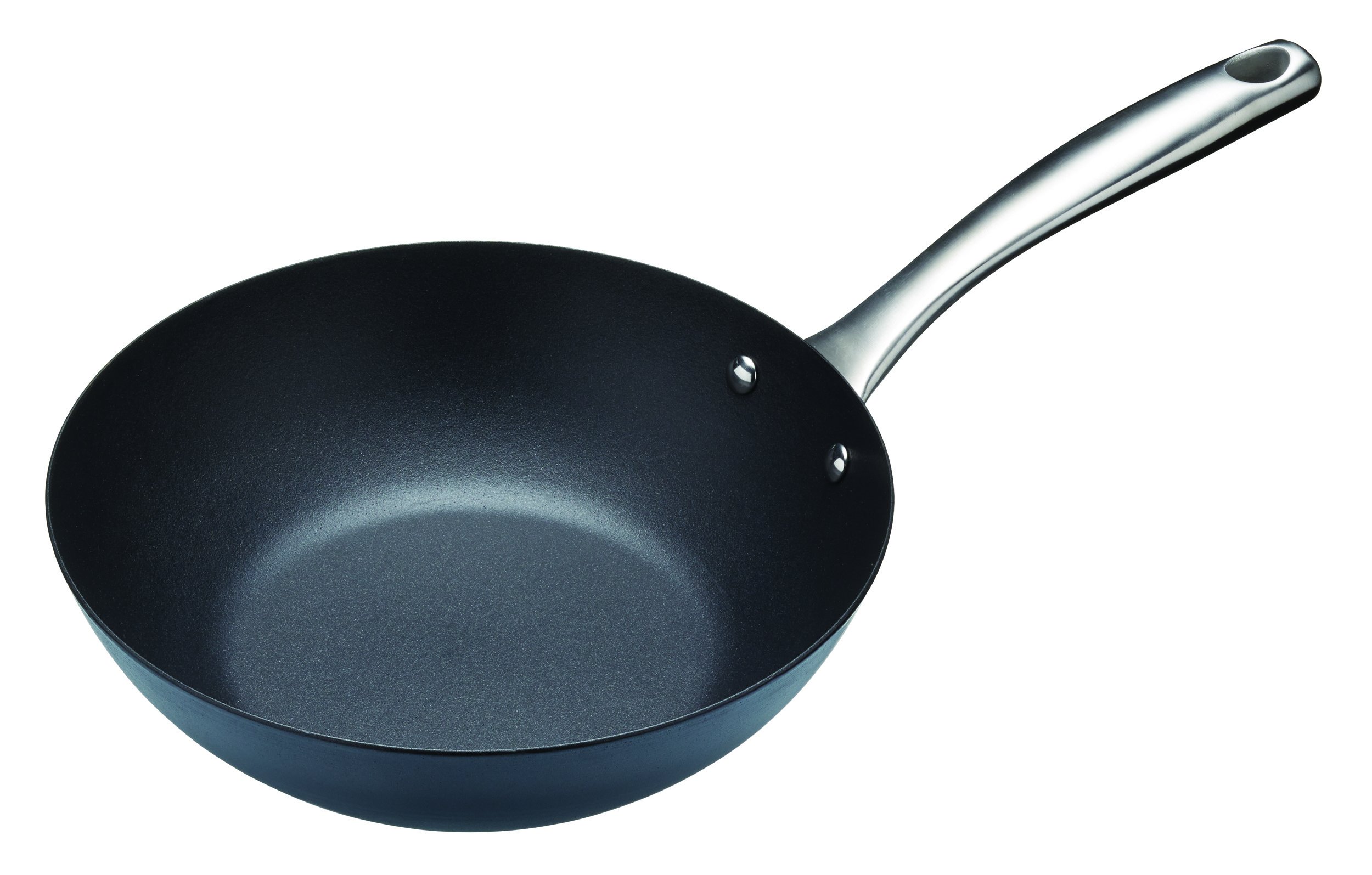 KitchenCraft Non-Stick Carbon Steel Wok Pan - 9.5 Inch Induction Compatible Stir Fry Pan with Lid - Perfect for Asian Cooking, Stir Frying, Sautéing & Deep Frying - Black