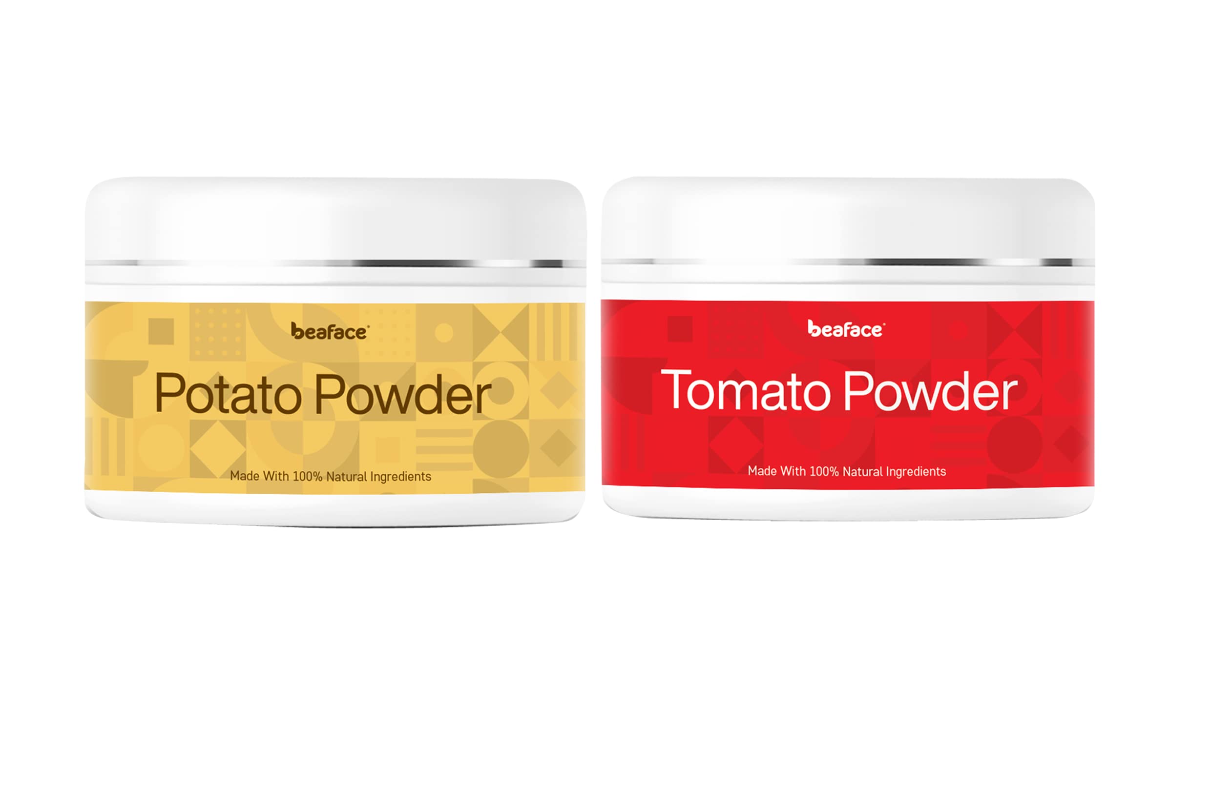 Beaface Combo Pack - 100g Potato Powder for Dark Spots & 100g Tomato Facial Powder for Dead Skin Removal - Brightening & Exfoliating Skincare Duo for Glowing Skin at Home