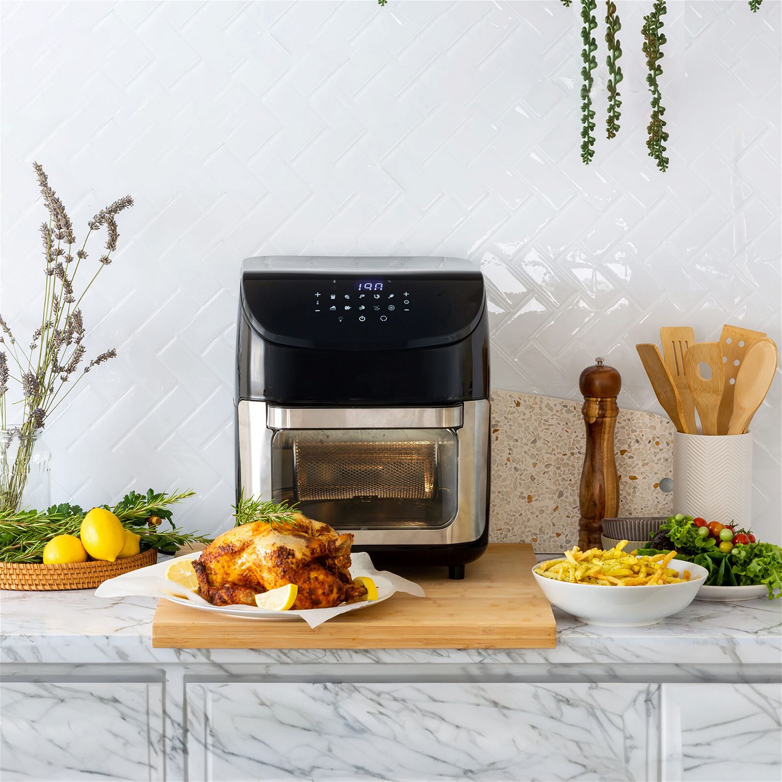 12L Digital Air Fryer with 200°C Temperature, 7 Preset Cooking Modes & Rotisserie Function - Perfect for Family Meals, Healthy Snacks & Crispy Chicken Wings