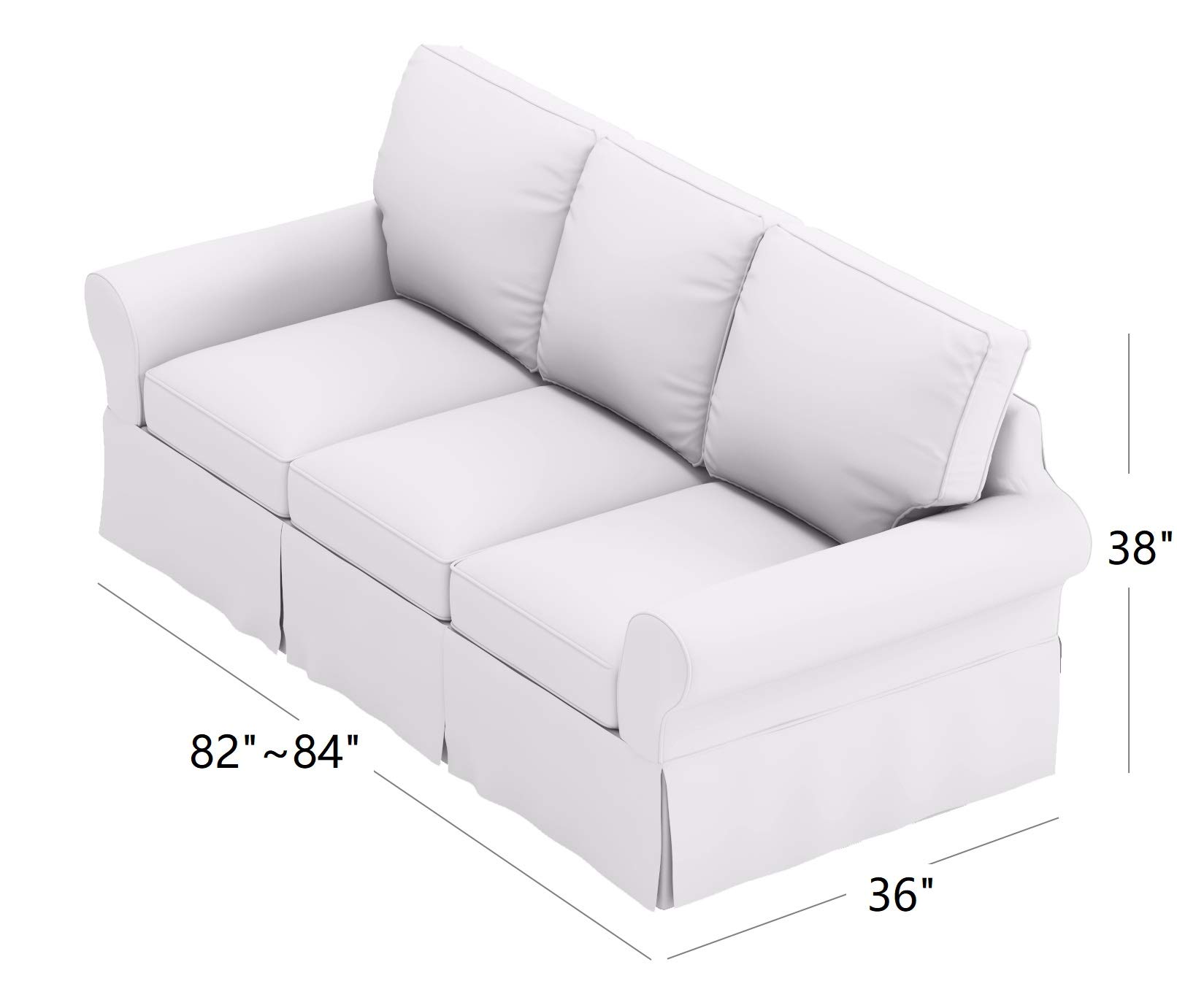 Premium Dense Cotton Sleeper Sofa Cover - Fits Pottery Barn PB Basic 3-Seat Sleeper Sofa Bed | Durable White 3-Seater Slipcover for Living Room, Guest Room & Home Theater Comfort