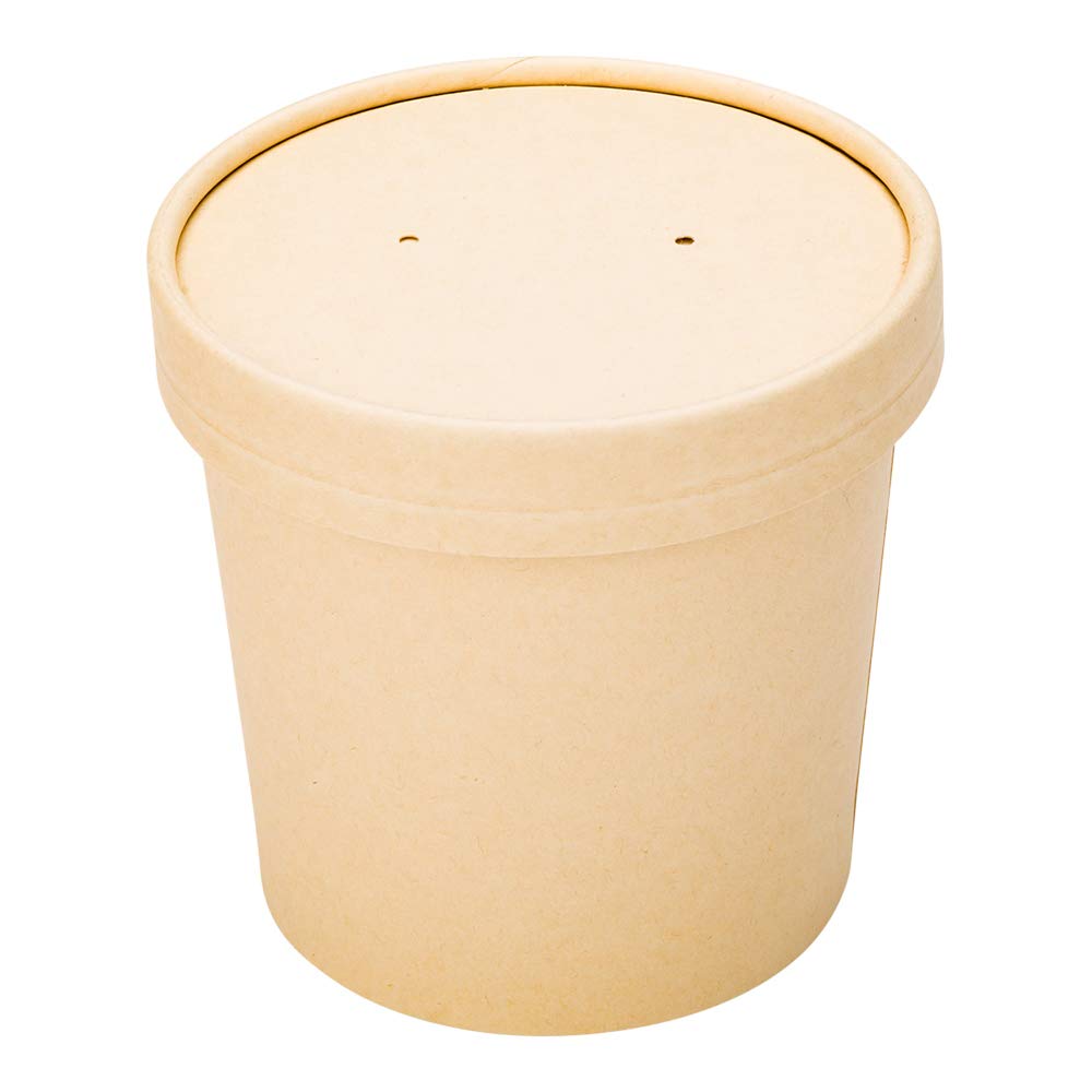 Restaurantware Bio Tek Vented Lids for 8/12 oz Soup Containers - 200 Pack | Microwave-Safe Bamboo Paper Lids for Hot & Cold Foods | Compatible with Paper Soup Cups (Sold Separately) | Perfect for Takeout, Catering & Food Service Businesses
